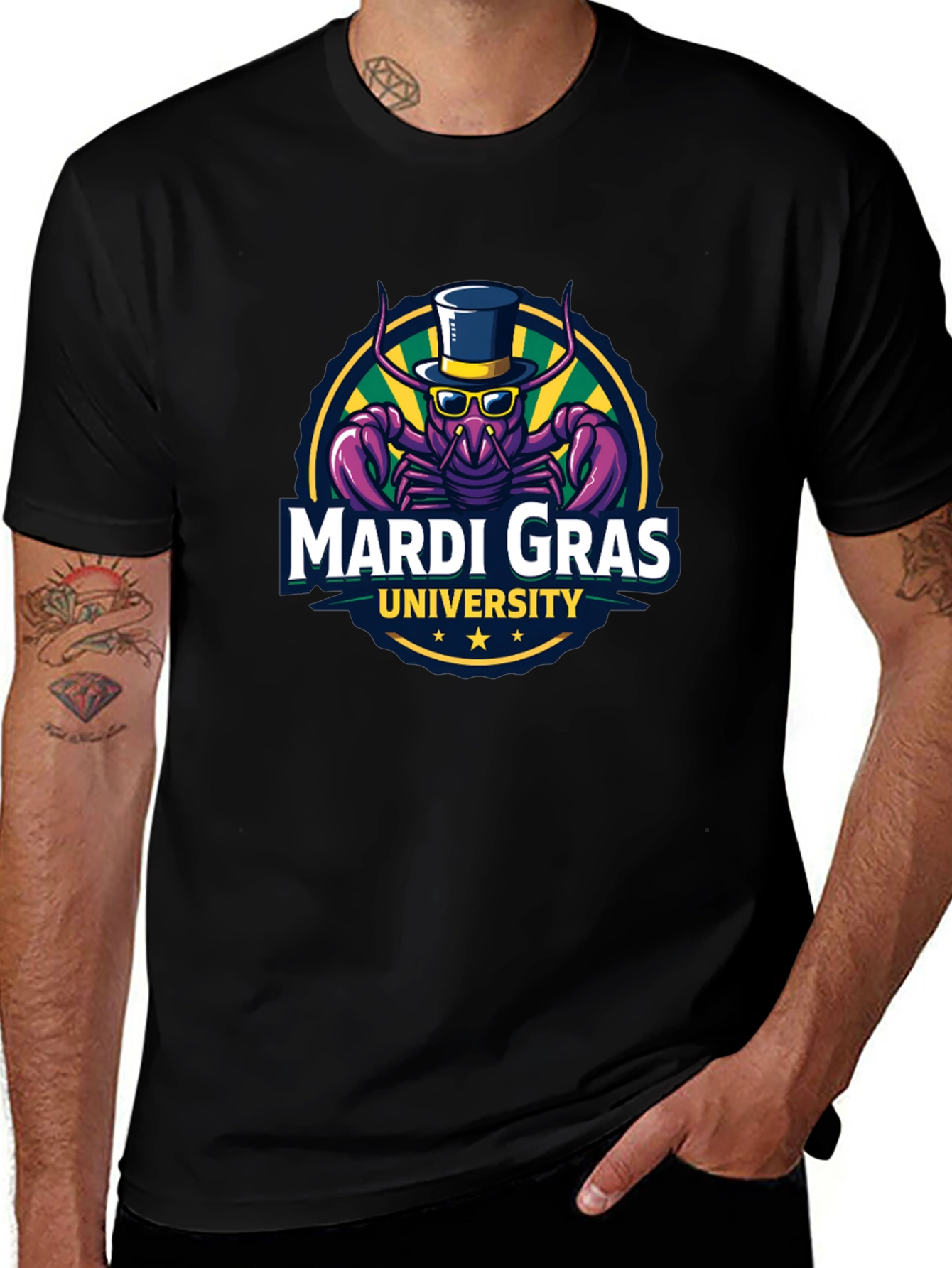 Mardi Gras University T-Shirt - Black