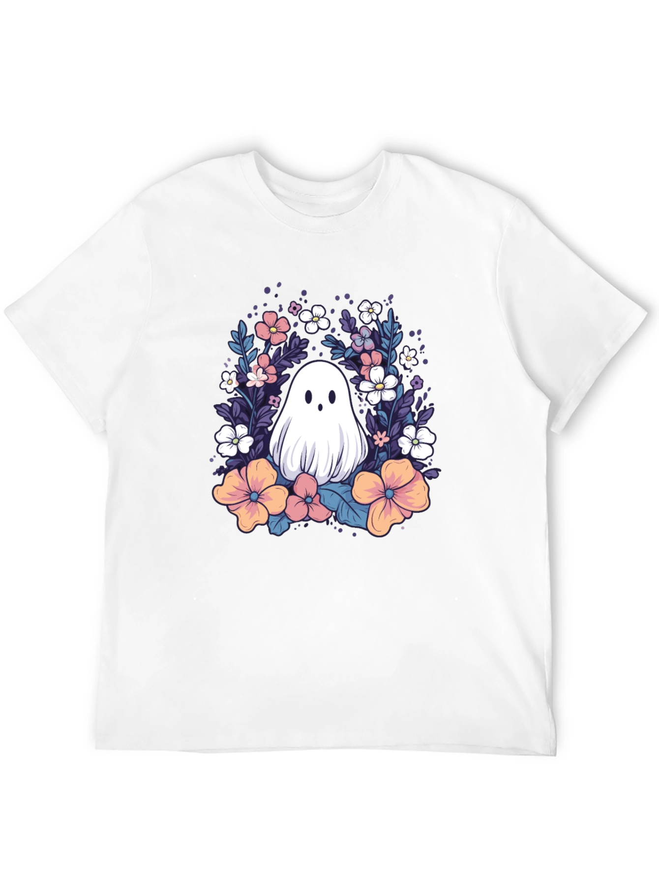 Floral Ghost Graphic Tee - Cute Halloween Shirt