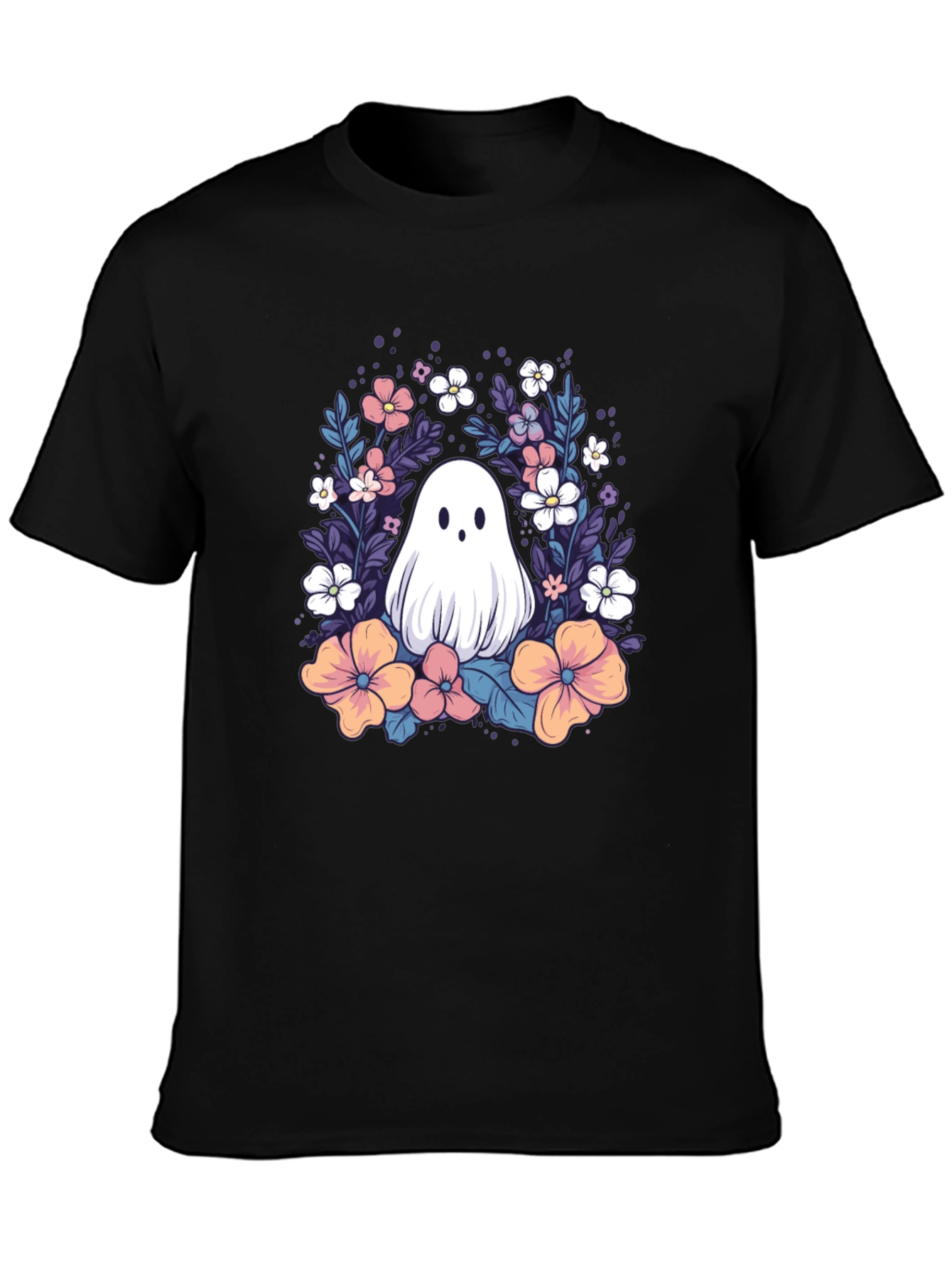 Floral Ghost Graphic Tee - Cute Halloween Shirt