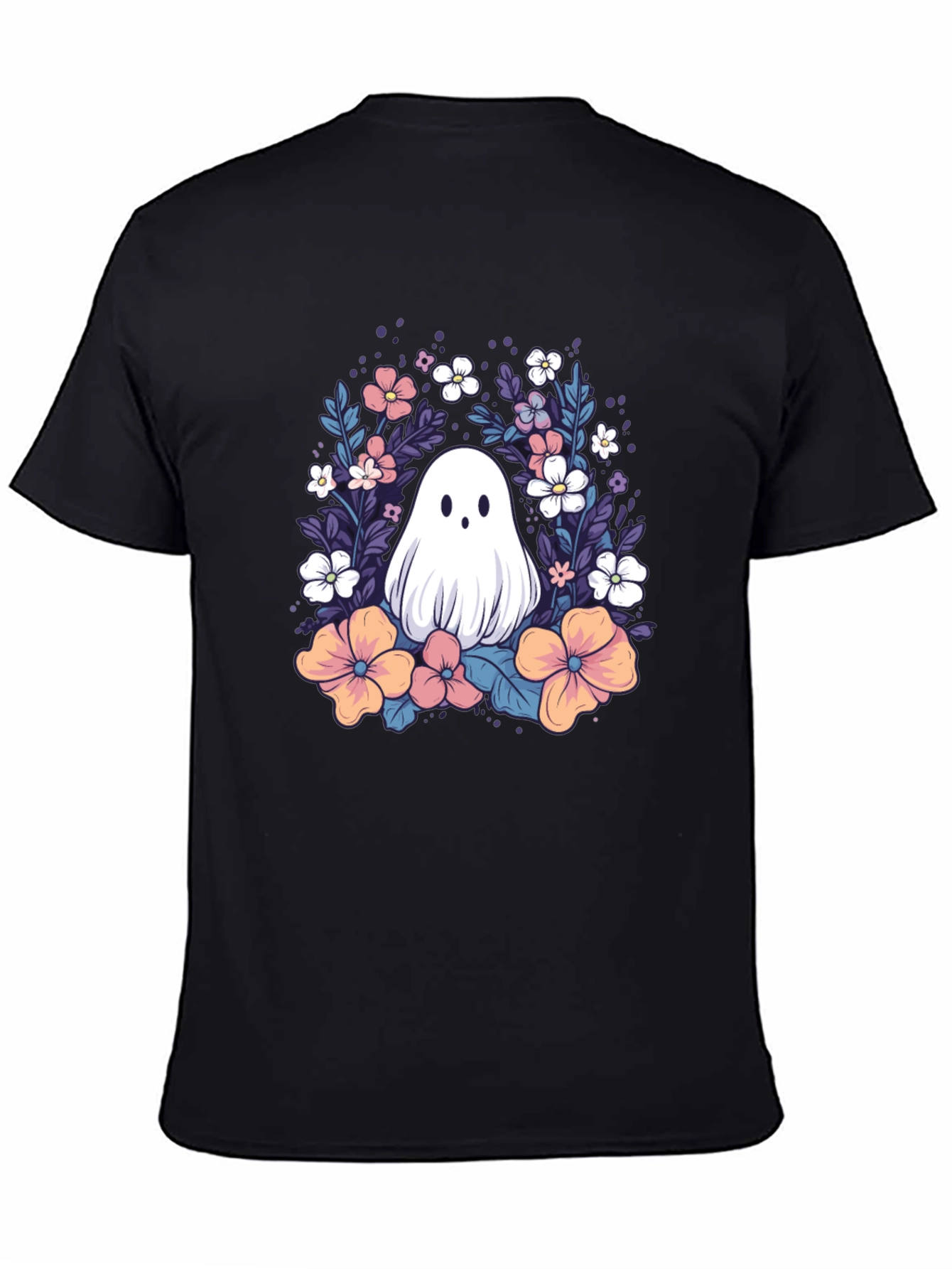 Floral Ghost Graphic Tee - Cute Halloween Shirt