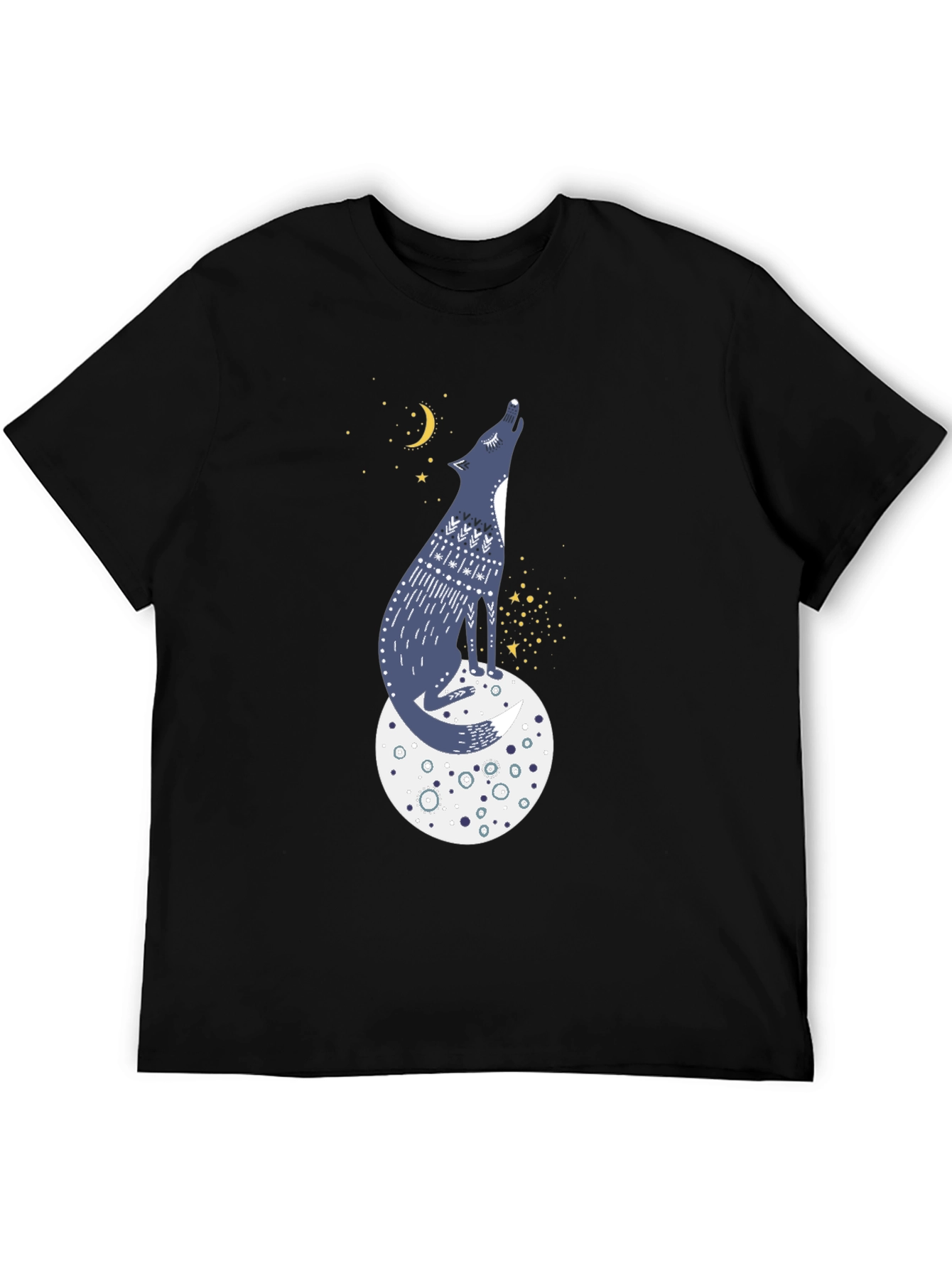 Wolf Moon Graphic Tee - Black Cotton T-Shirt