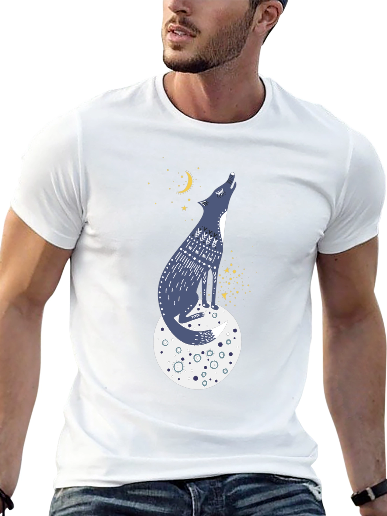Wolf Moon Graphic Tee - Black Cotton T-Shirt