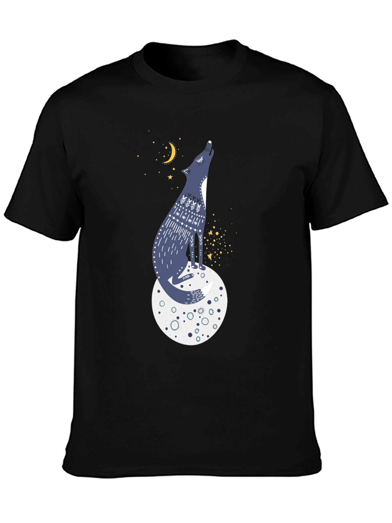 Wolf Moon Graphic Tee - Black Cotton T-Shirt
