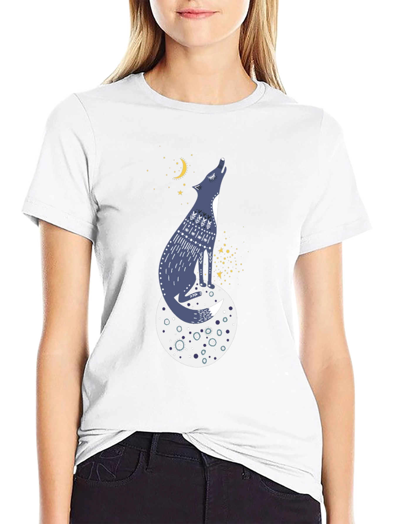 Wolf Moon Graphic Tee - Black Cotton T-Shirt