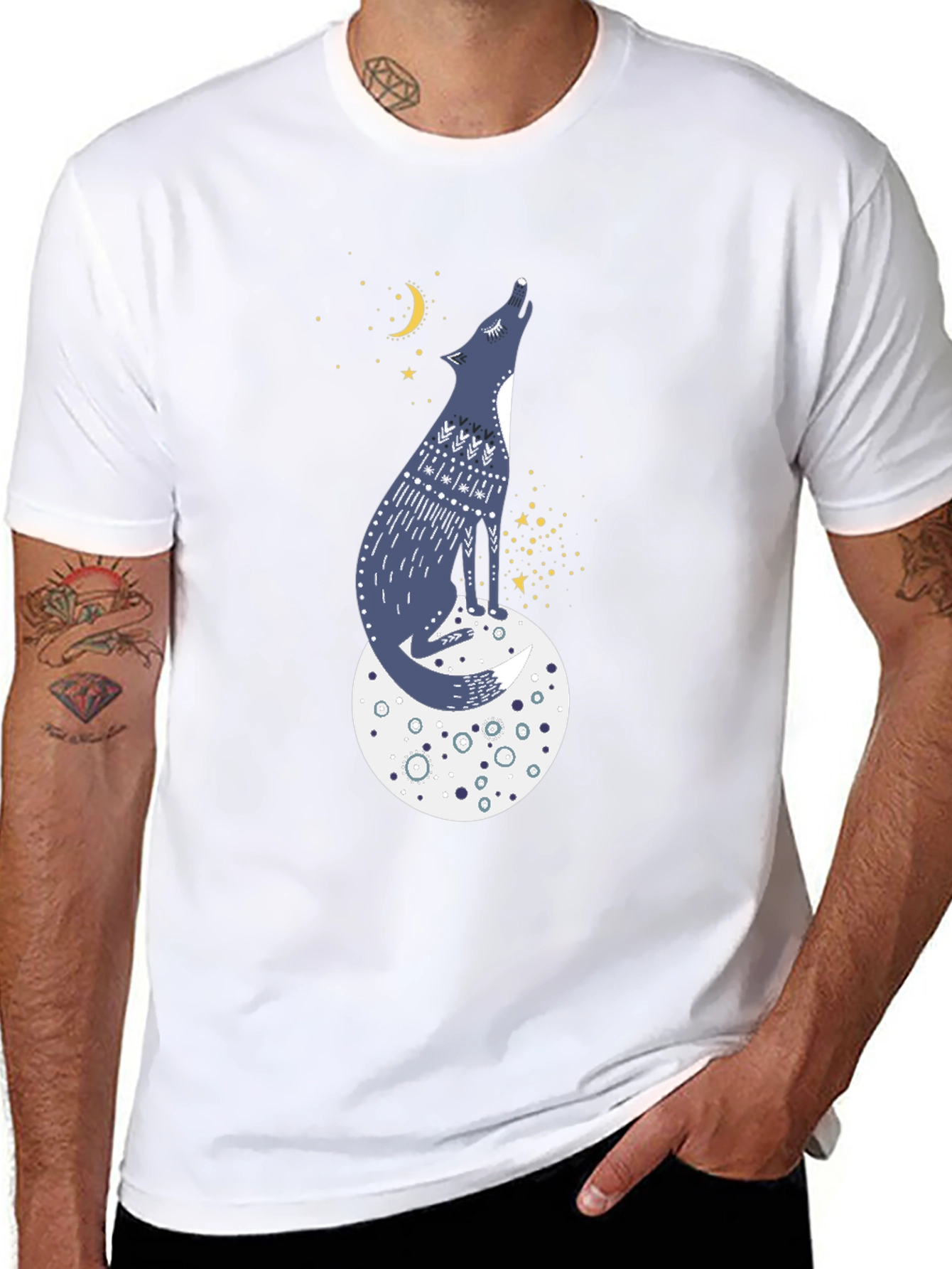 Wolf Moon Graphic Tee - Black Cotton T-Shirt
