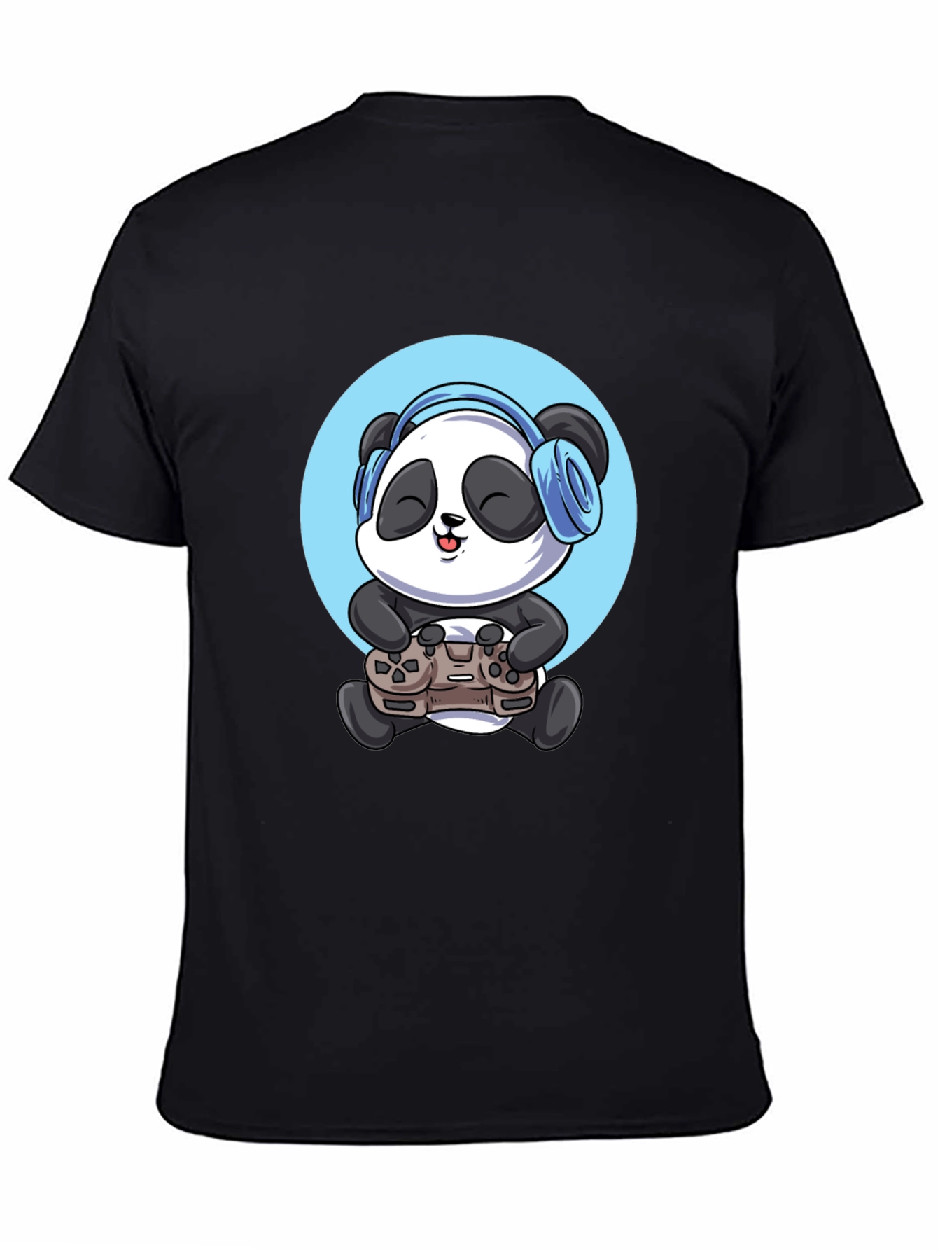 Gamer Panda Graphic Tee - Black Cotton T-Shirt