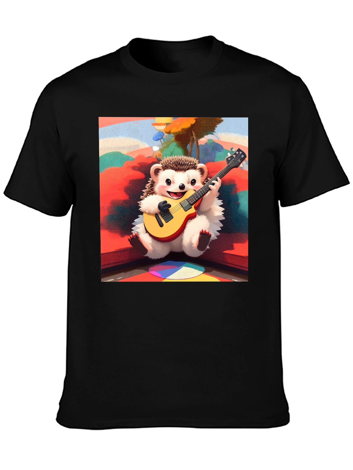 Playful Hedgehog Guitarist Graphic Tee
