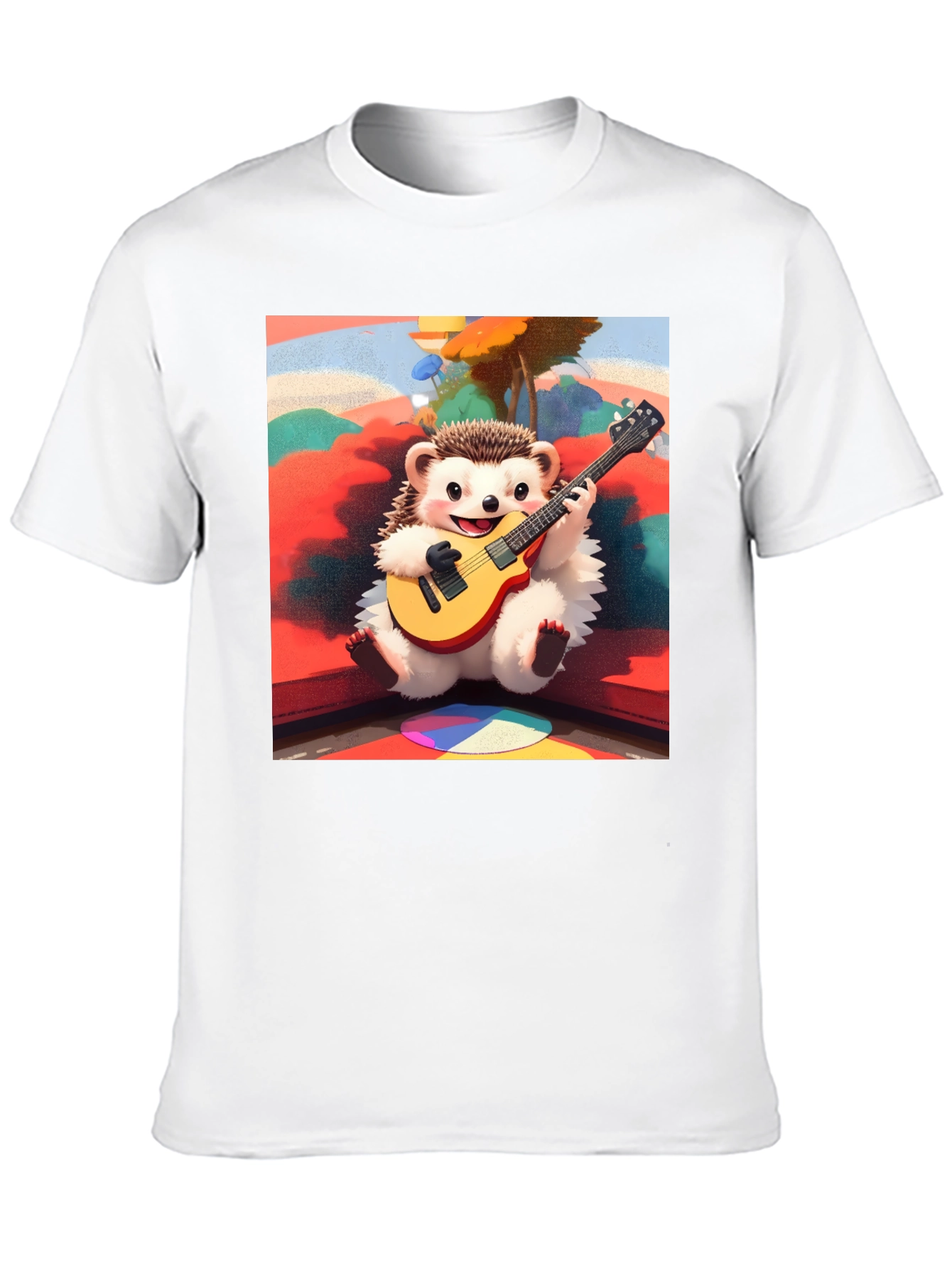 Playful Hedgehog Guitarist Graphic Tee