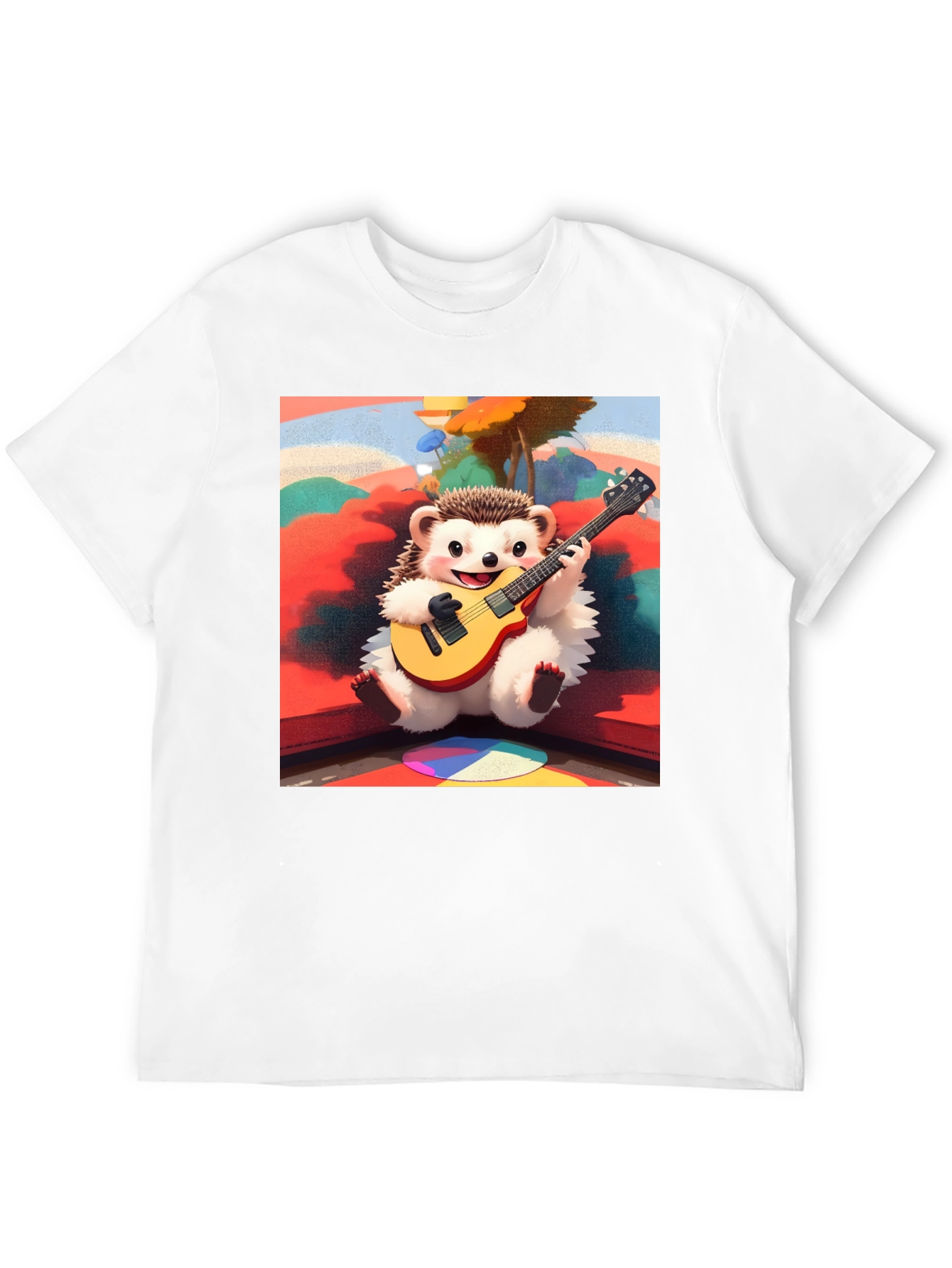 Playful Hedgehog Guitarist Graphic Tee
