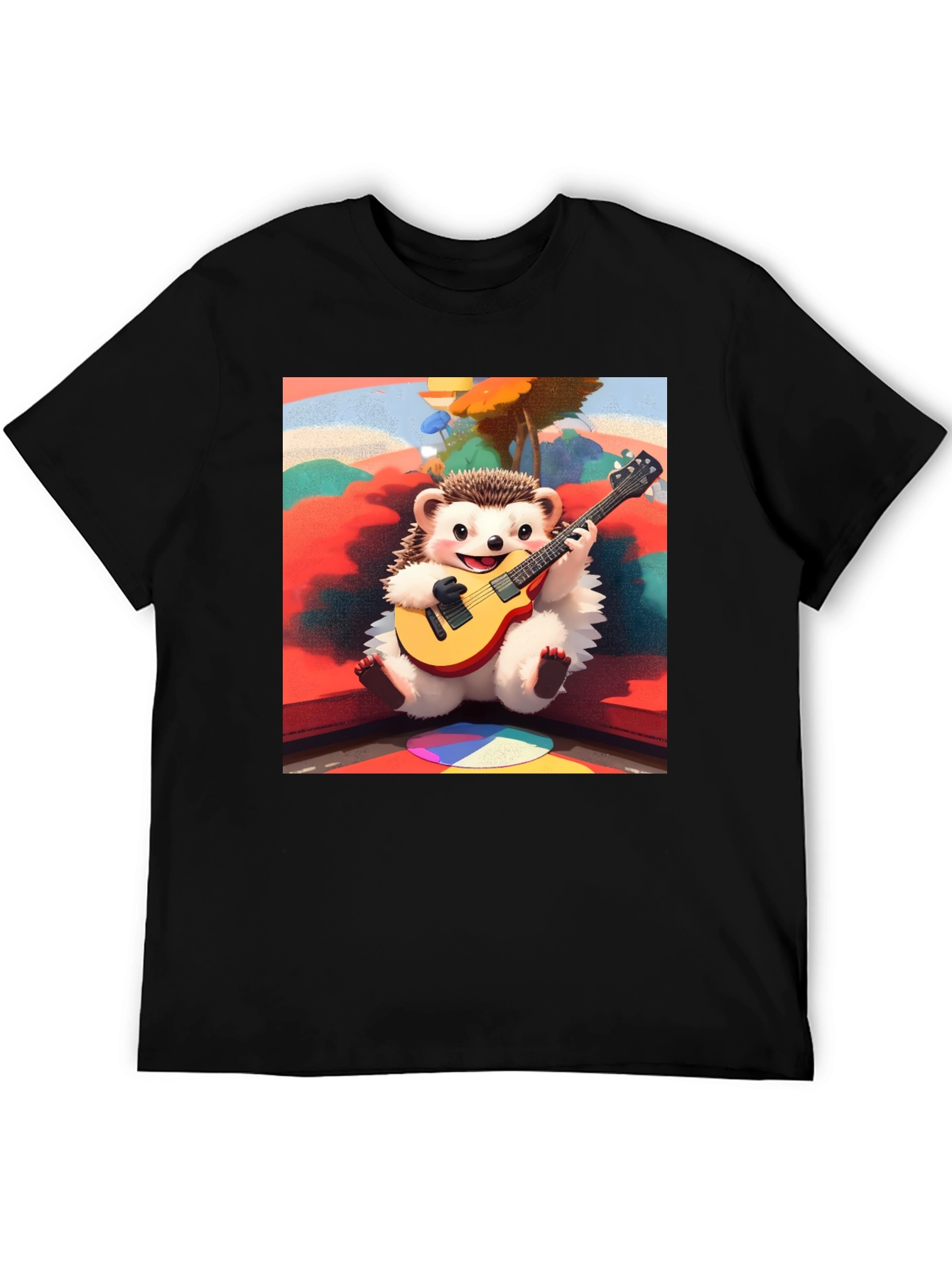 Playful Hedgehog Guitarist Graphic Tee