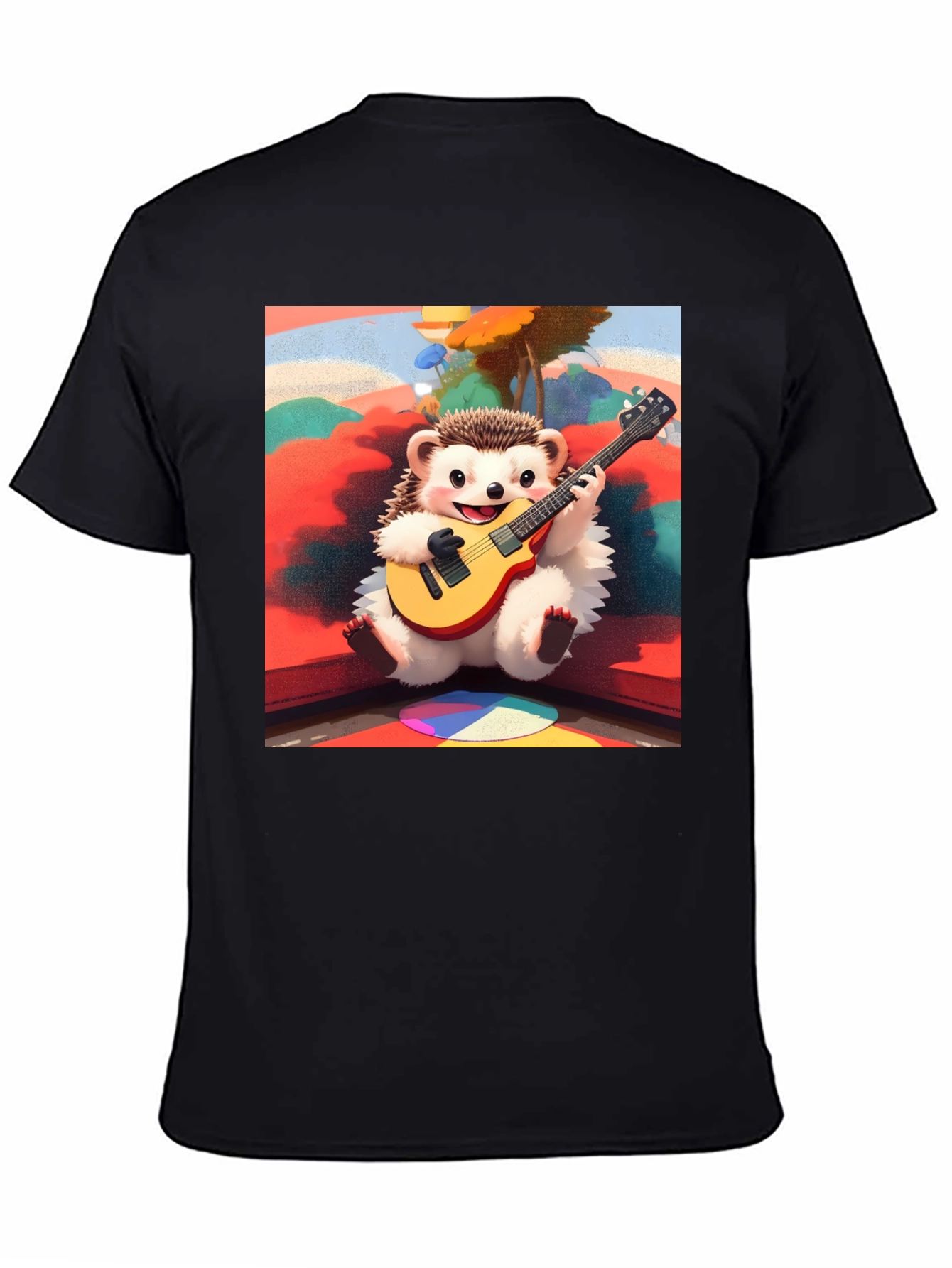 Playful Hedgehog Guitarist Graphic Tee