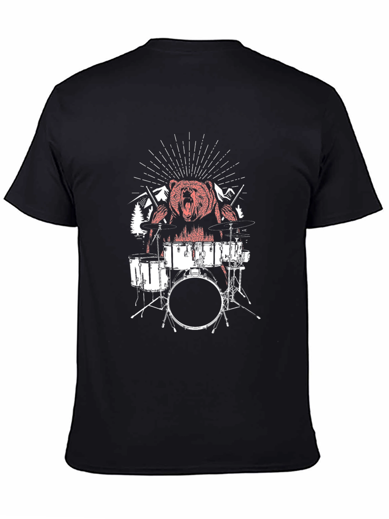 Bear Drummer Graphic T-Shirt - Black