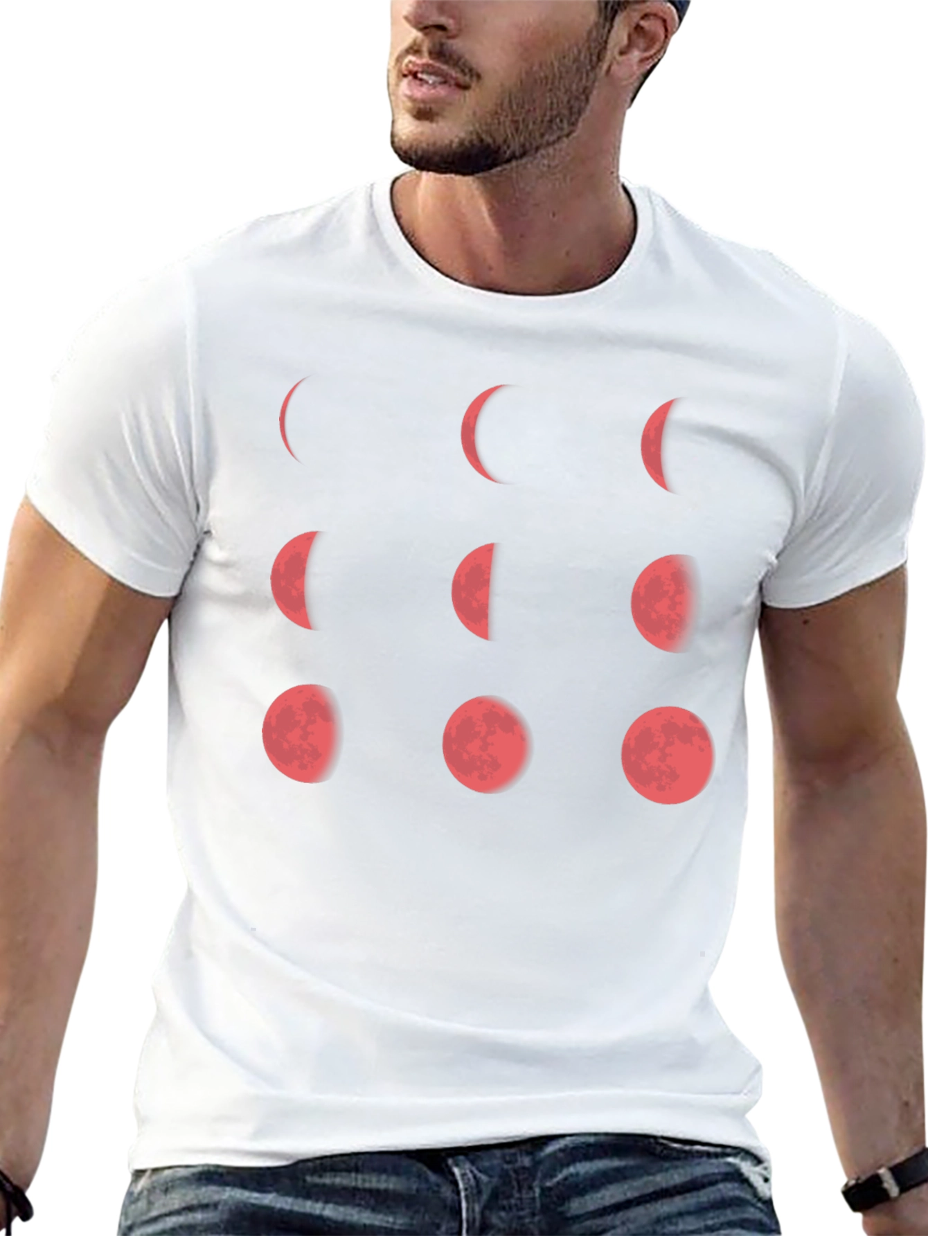 Lunar Phase Graphic Tee - Black Cotton T-Shirt