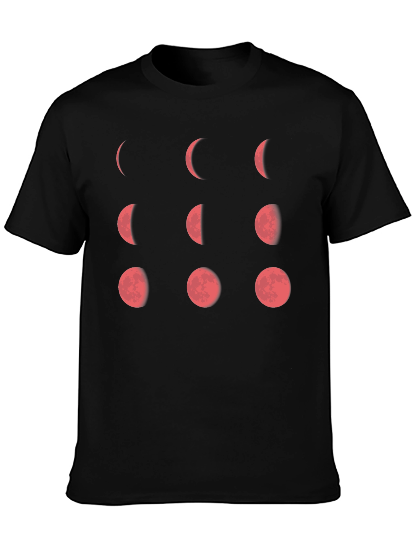 Lunar Phase Graphic Tee - Black Cotton T-Shirt
