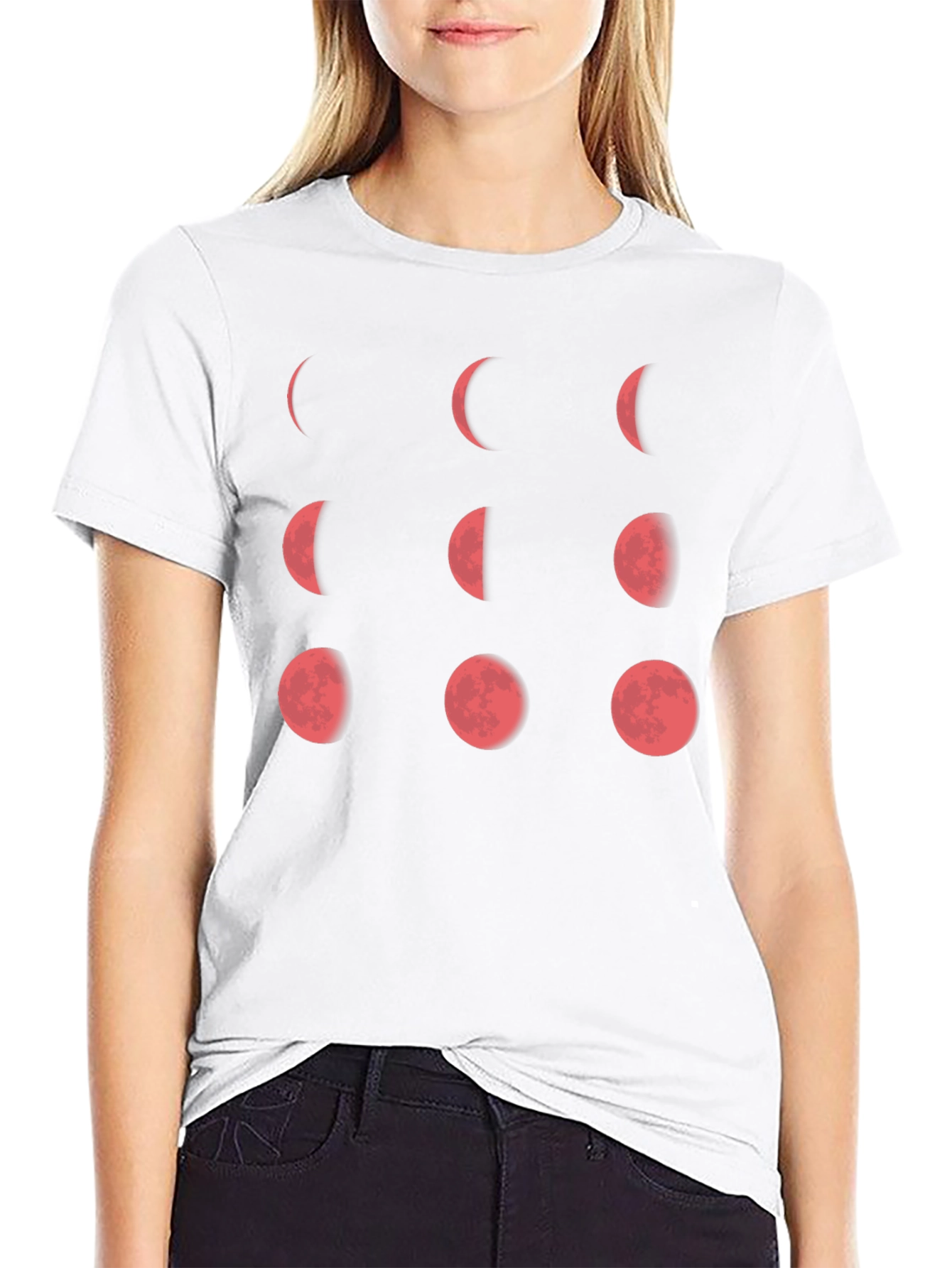 Lunar Phase Graphic Tee - Black Cotton T-Shirt