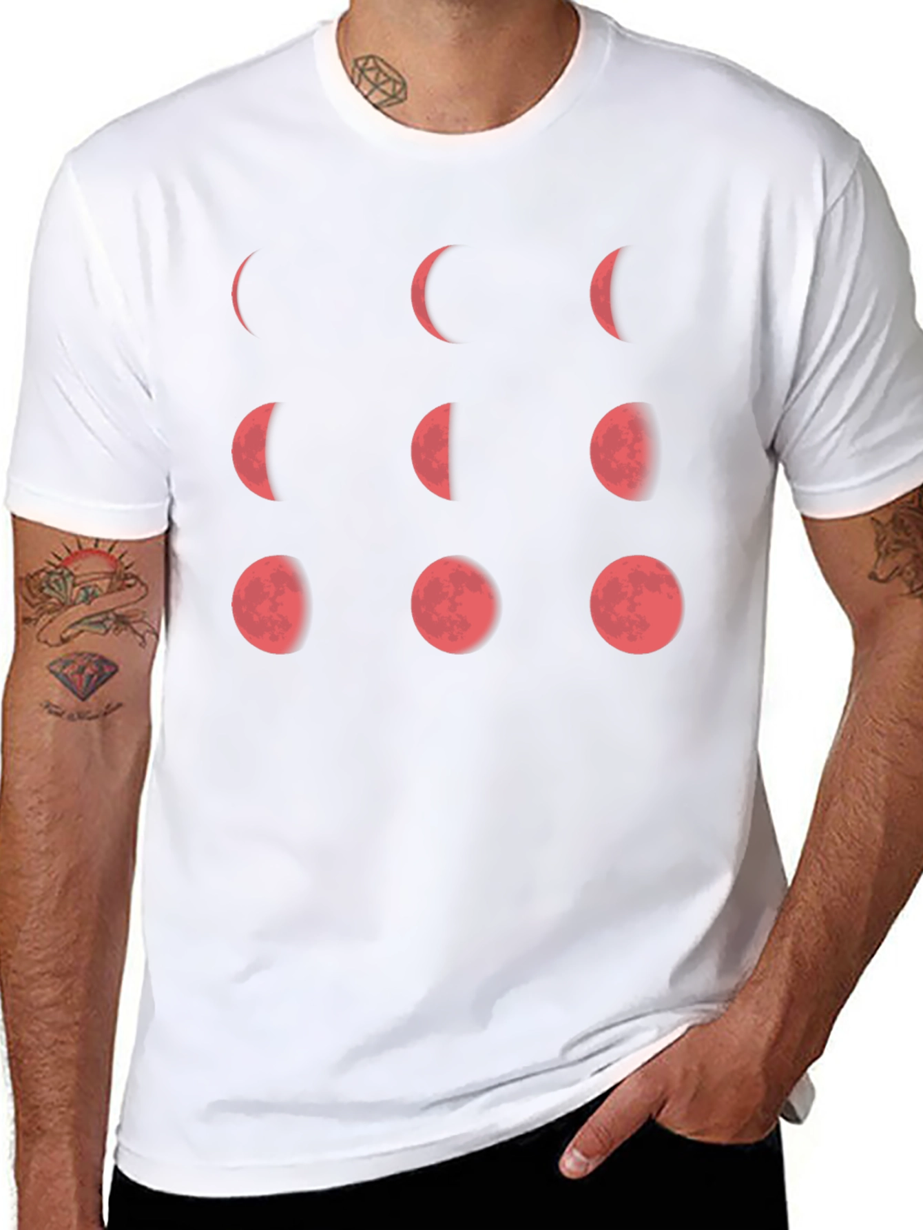 Lunar Phase Graphic Tee - Black Cotton T-Shirt
