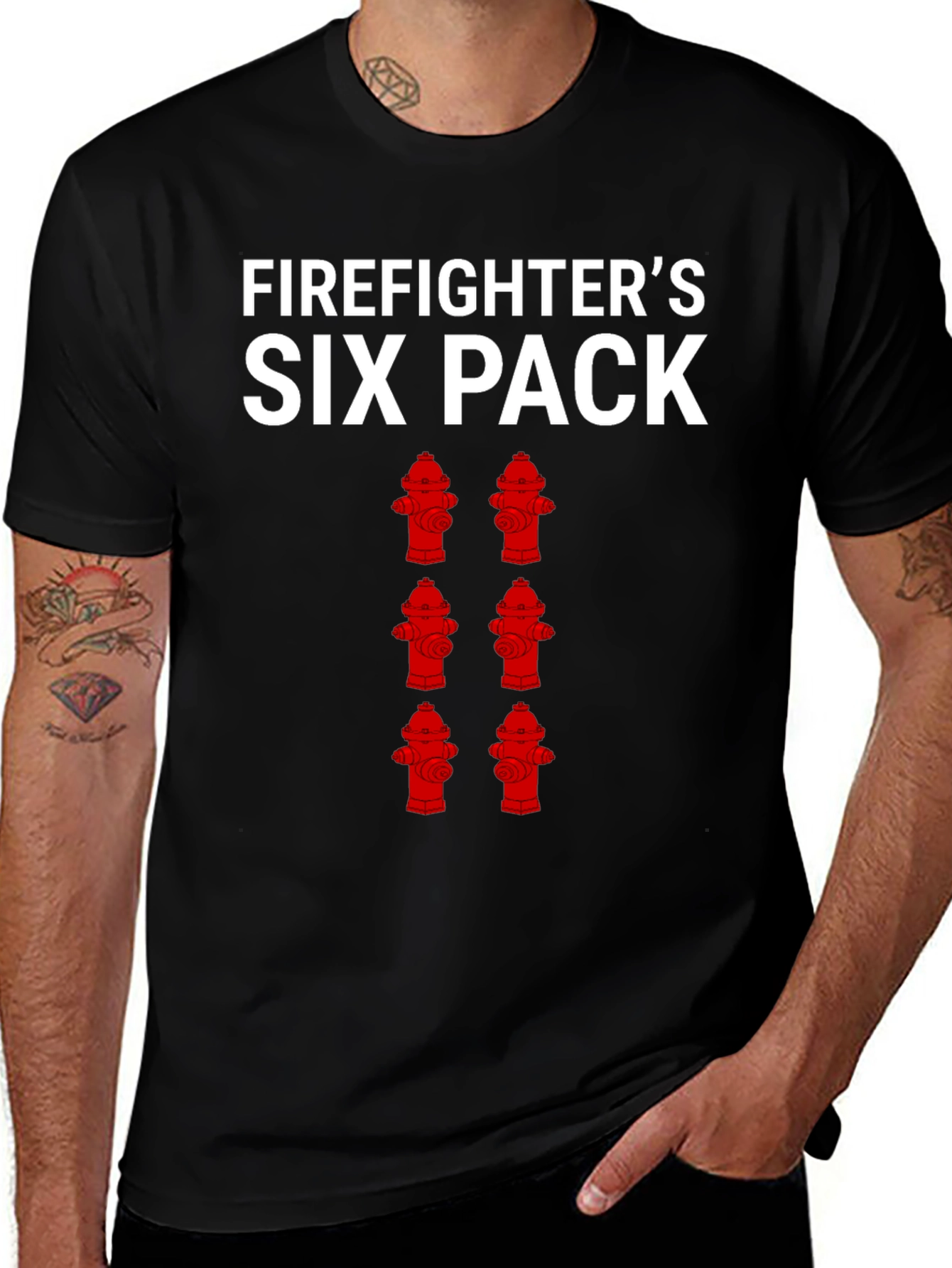 Firefighters Six Pack T-Shirt - Humorous Design