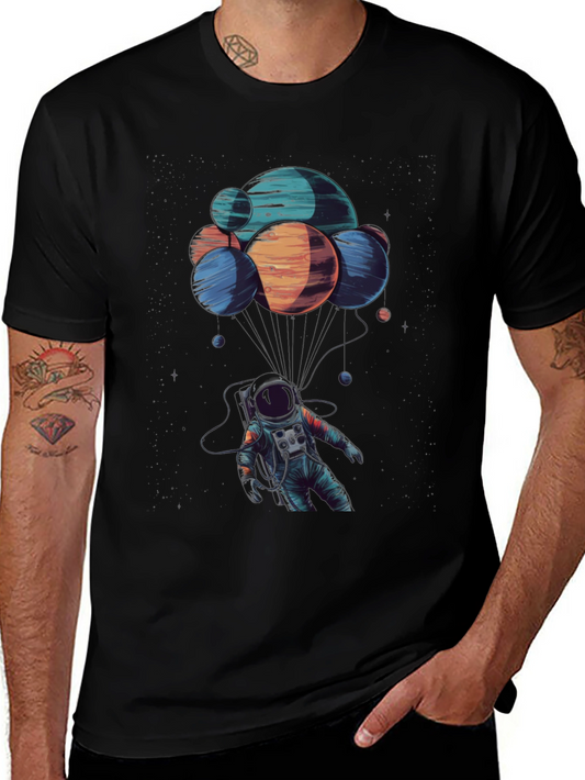 Astronaut Planets Graphic Tee - Black