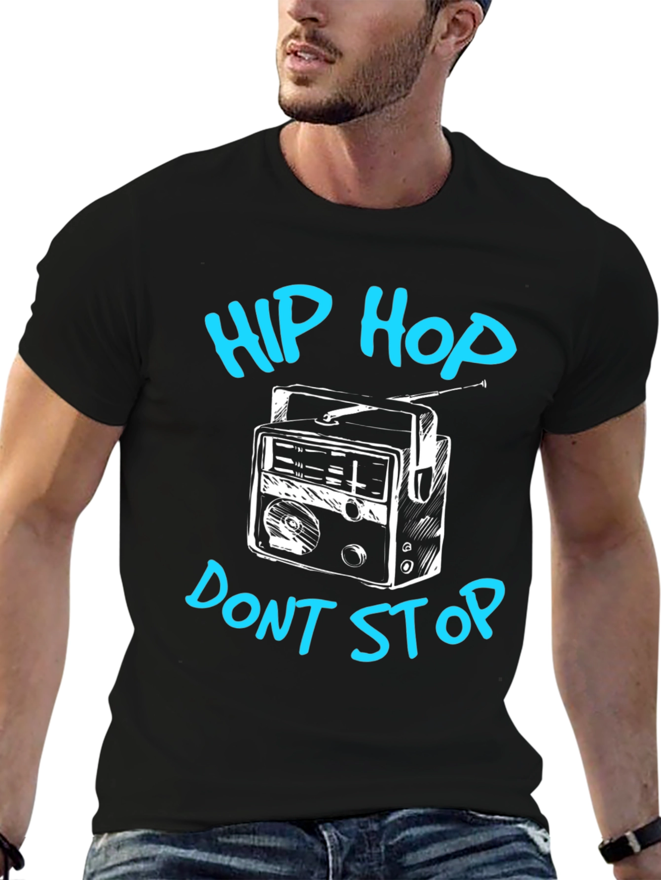 Hip Hop Dont Stop Black Graphic Tee
