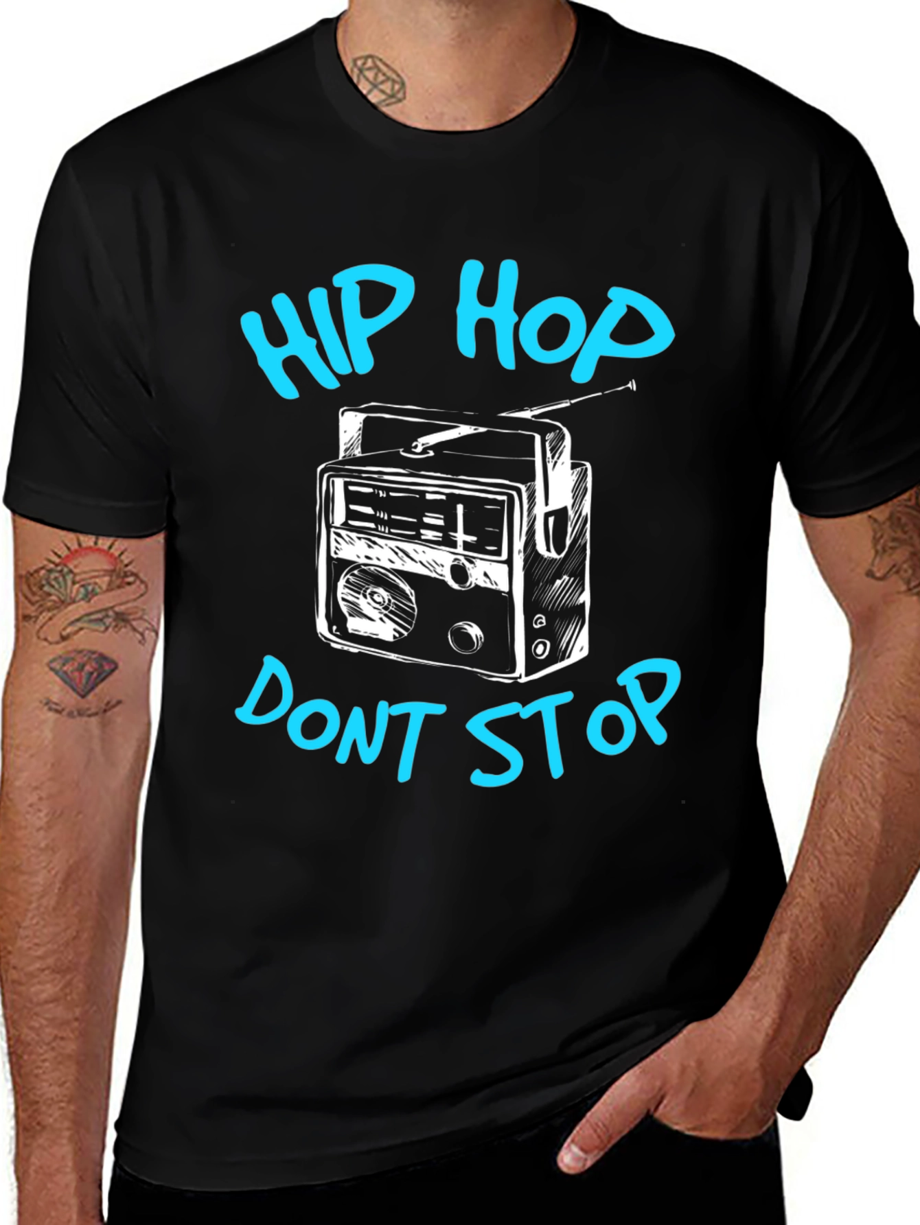 Hip Hop Dont Stop Black Graphic Tee