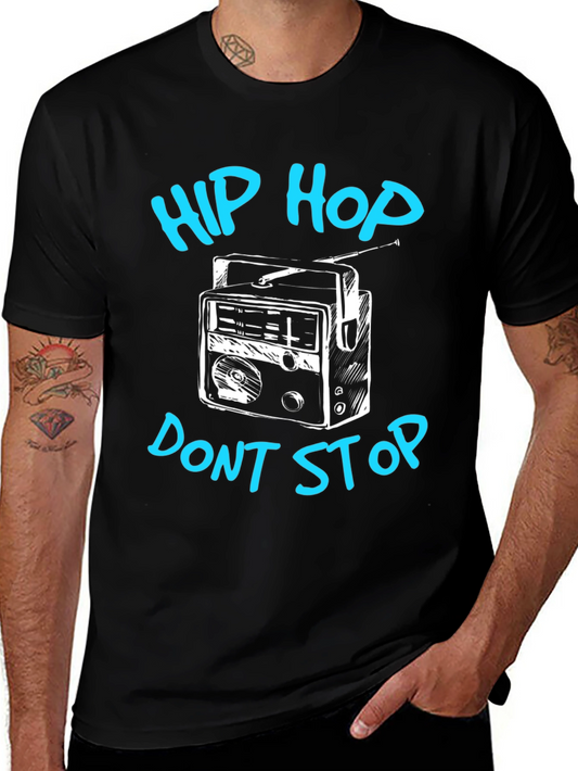 Hip Hop Dont Stop Black Graphic Tee