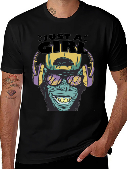 Just A Girl Monkey Graphic Tee - Black