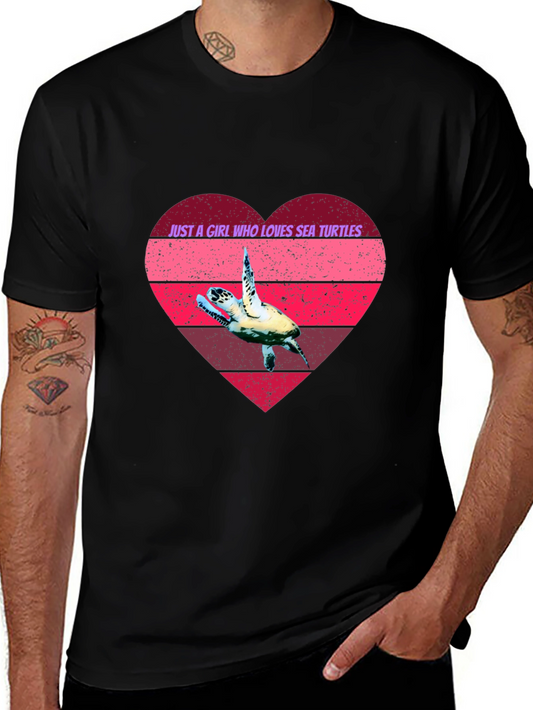 Sea Turtle Lover Heart Graphic Tee
