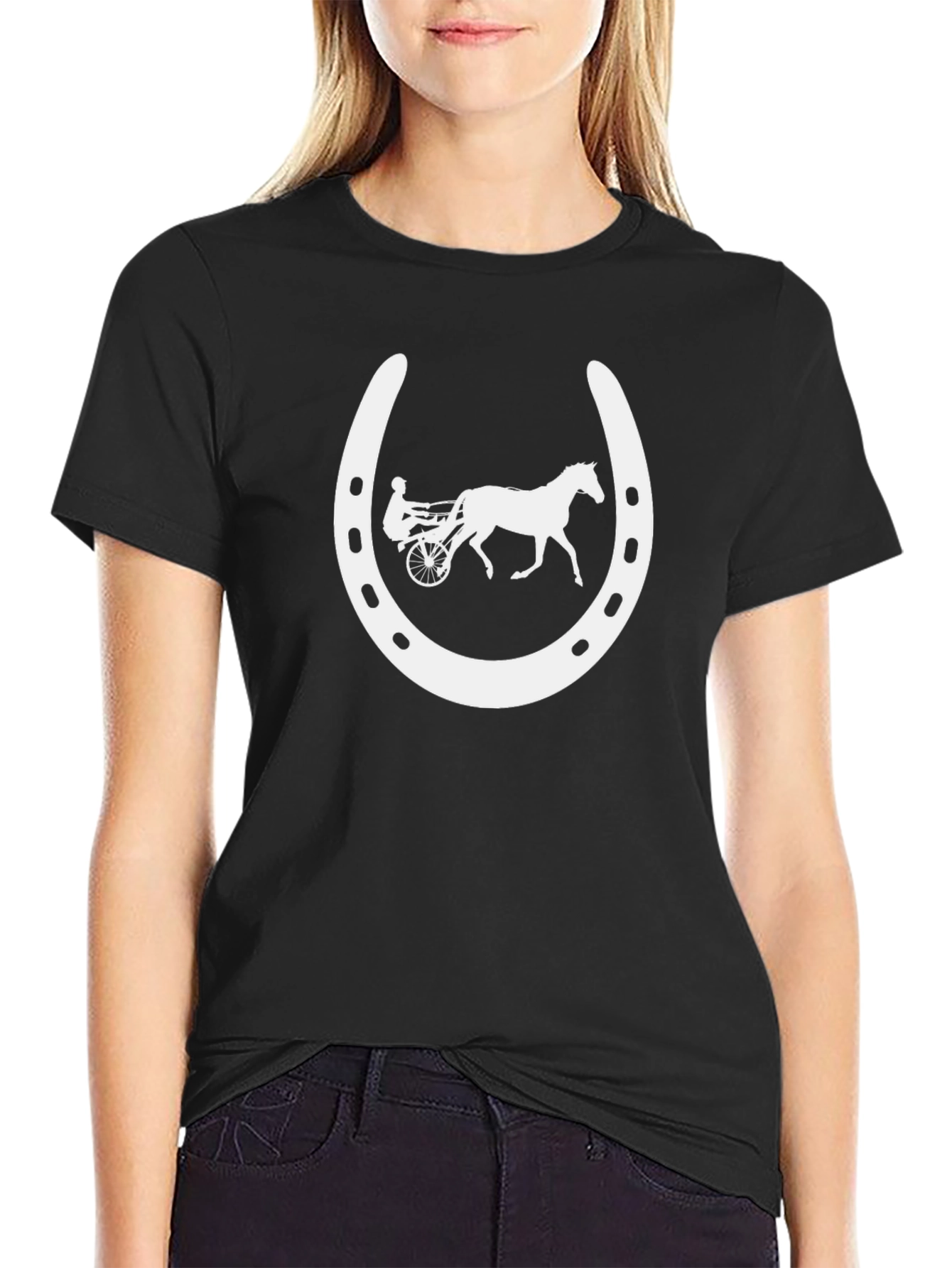 Harness Racing Horseshoe Black T-Shirt
