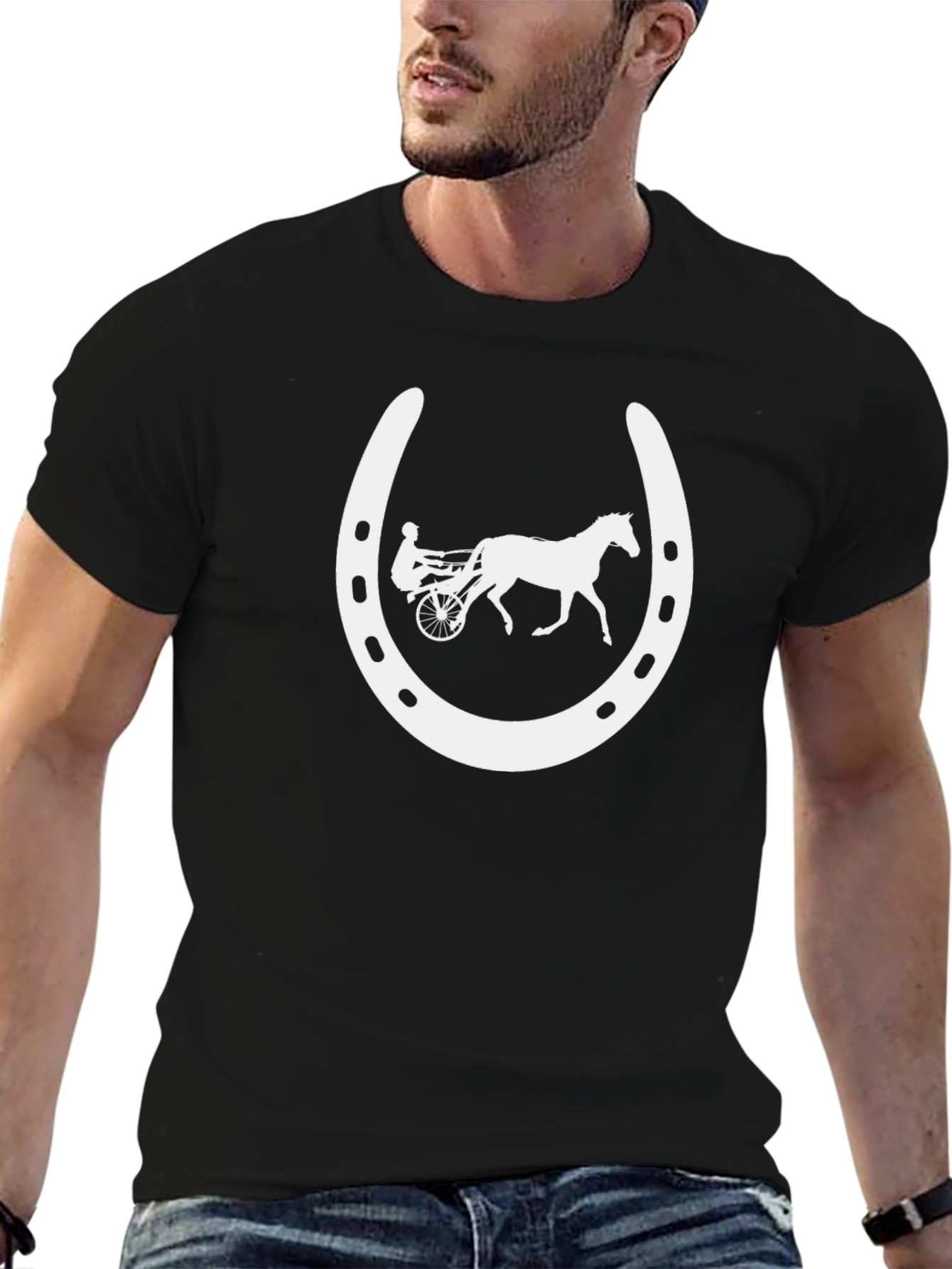 Harness Racing Horseshoe Black T-Shirt