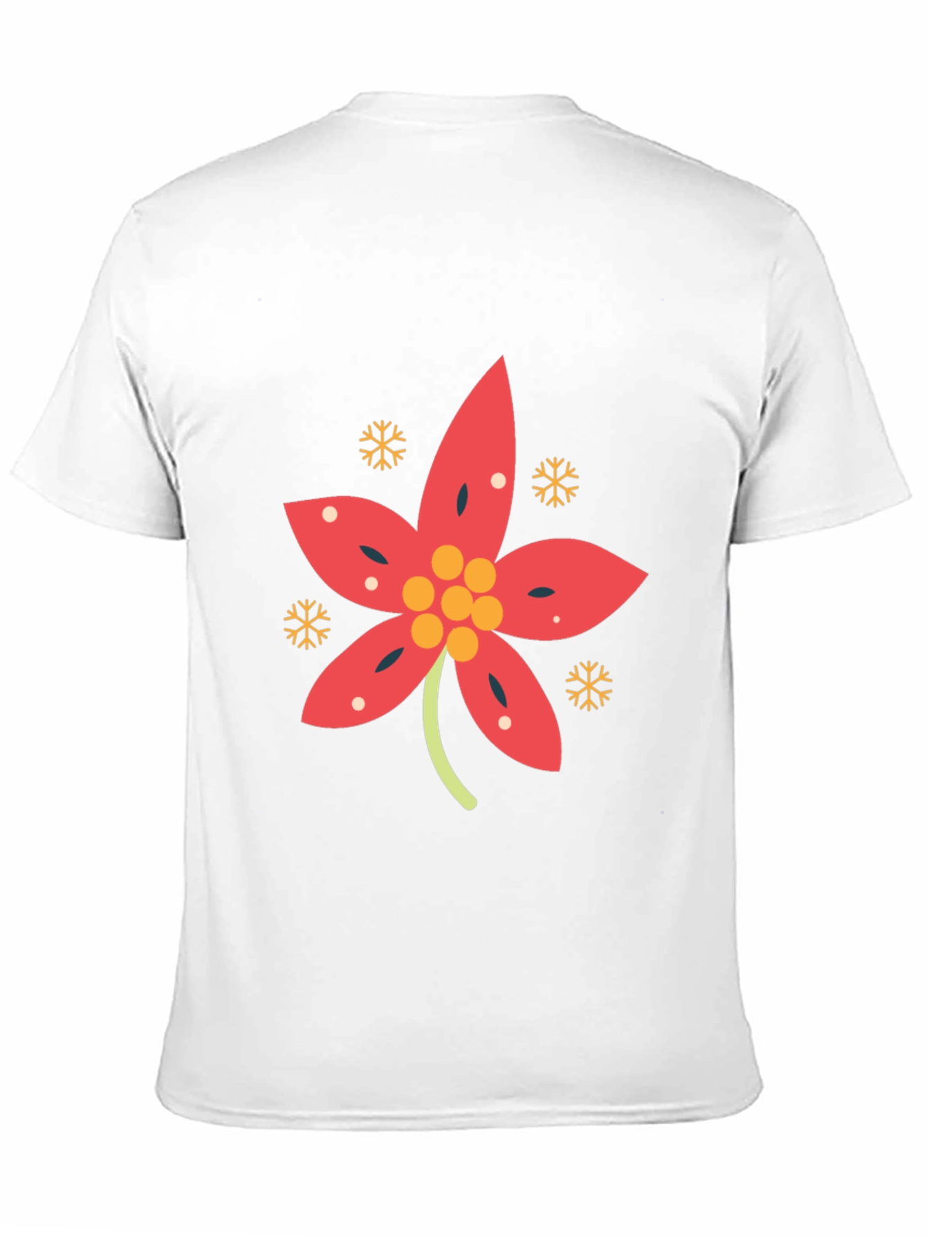 Festive Poinsettia Black T-Shirt