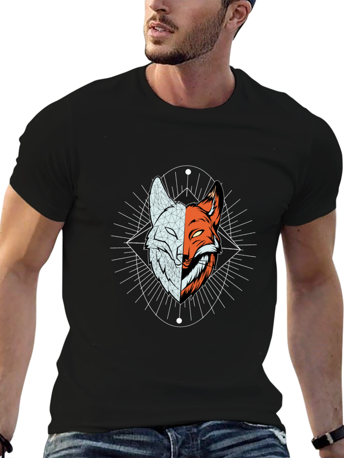 Yin Yang Fox Graphic Tee - Black