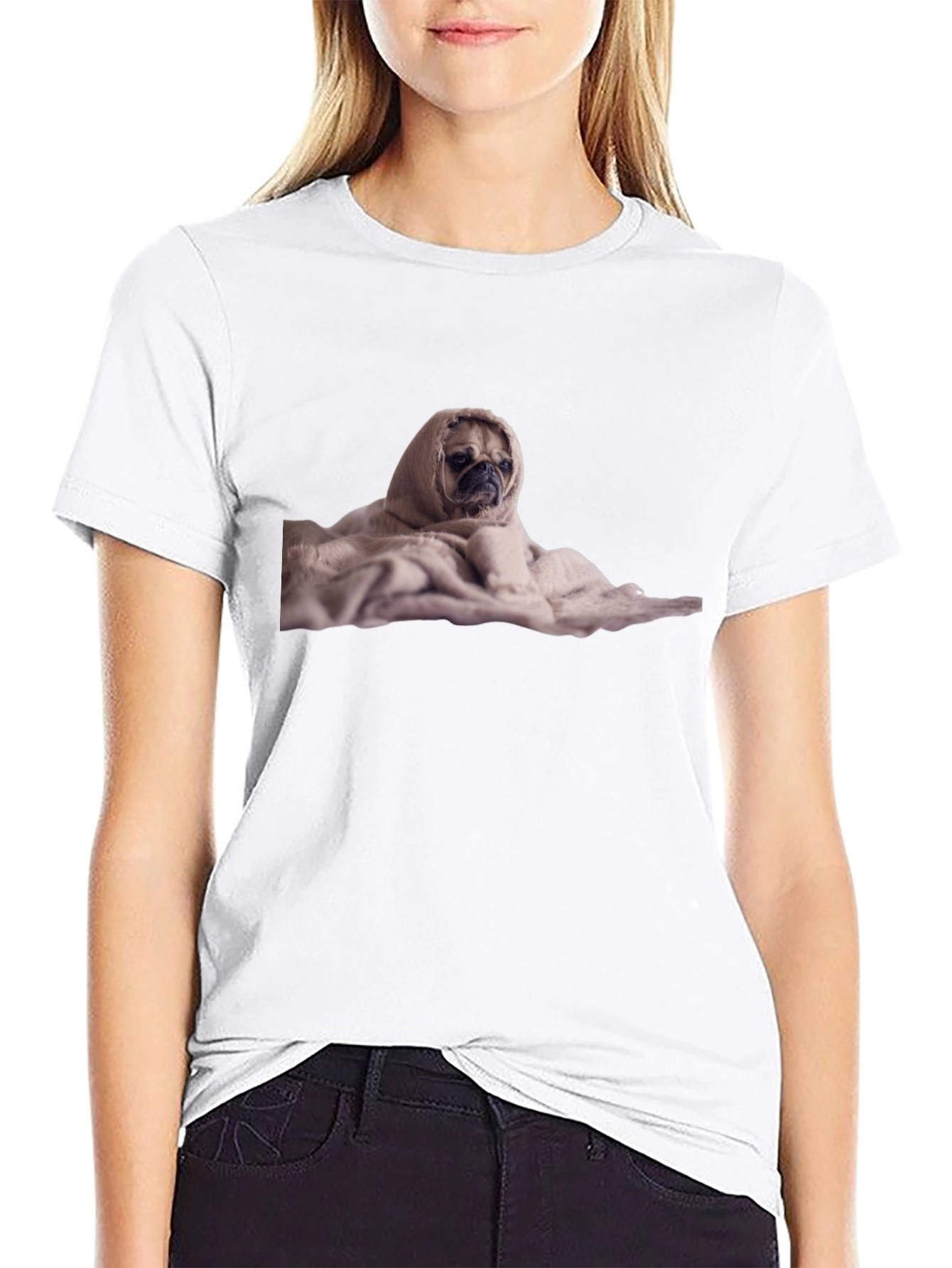 Pug Wrapped in a Blanket Graphic T-Shirt
