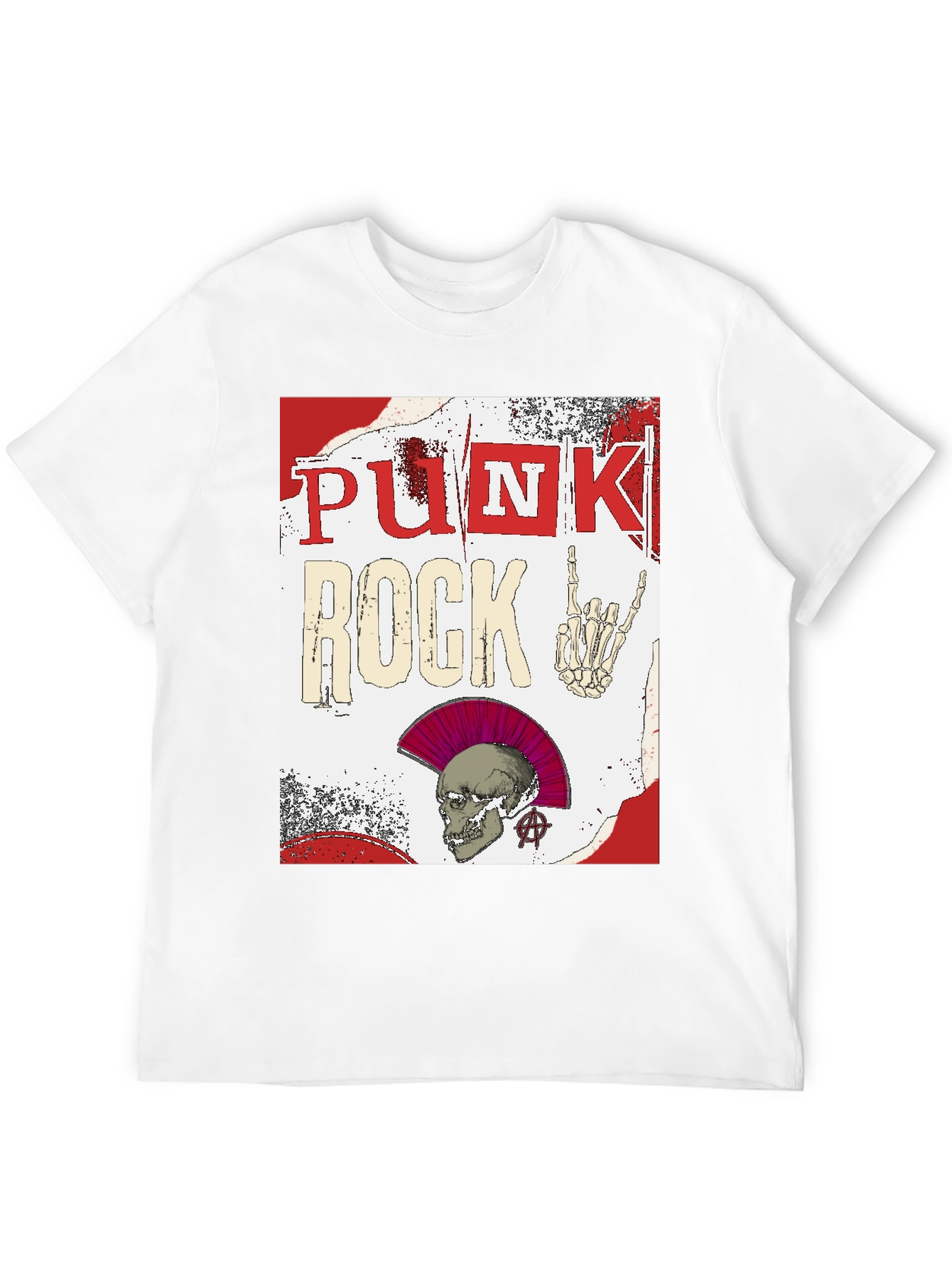 Punk Rock Graphic Tee - Edgy Skull Design