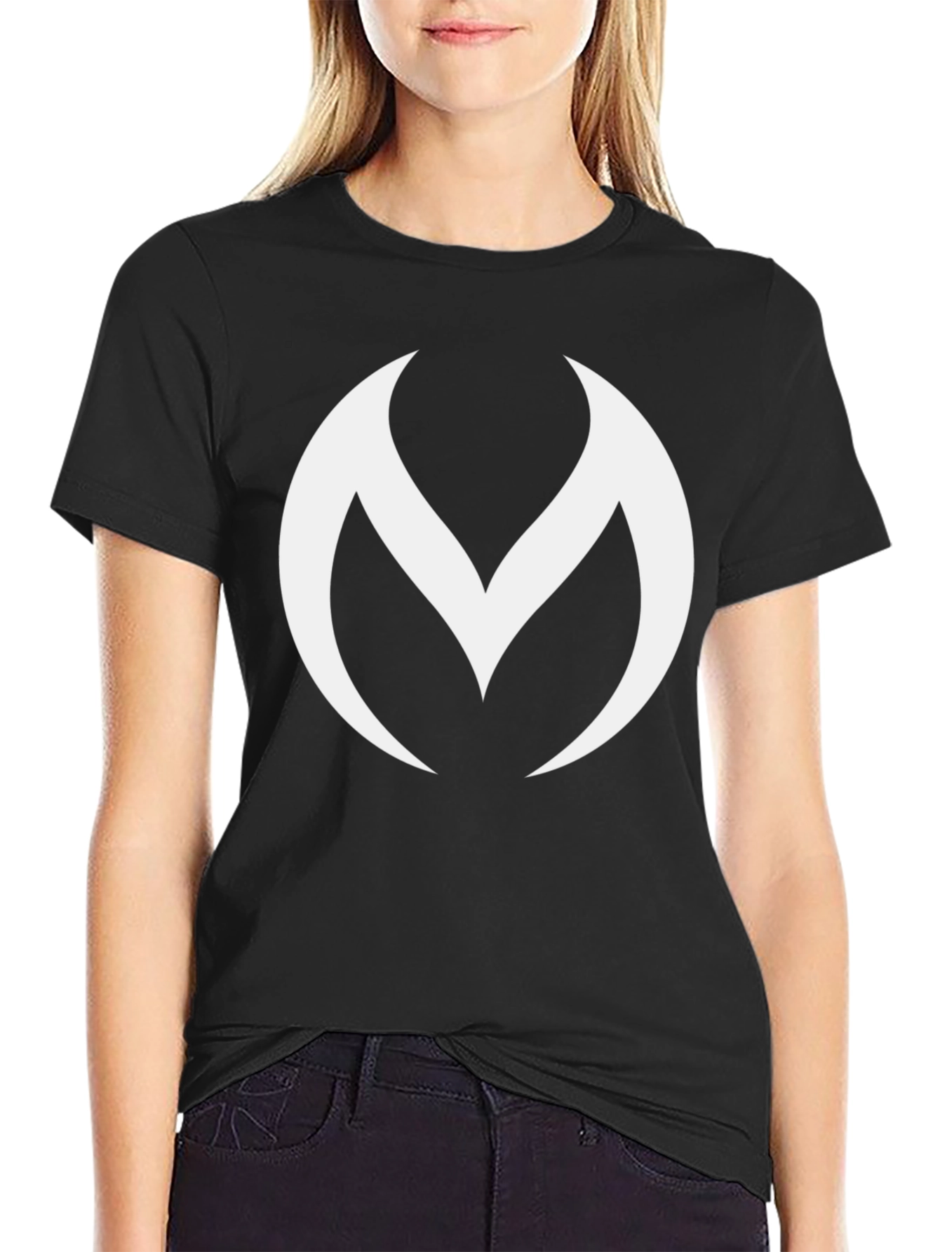 Bold Black T-Shirt with Modern White Logo Design