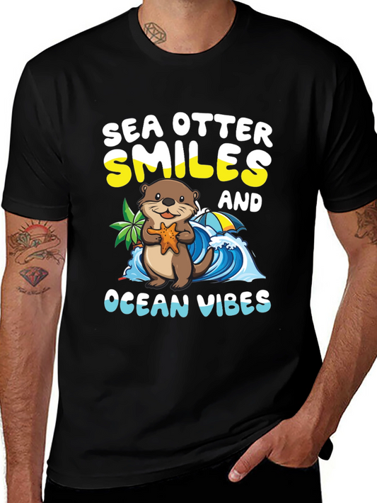 Sea Otter Smiles Ocean Vibes T-Shirt
