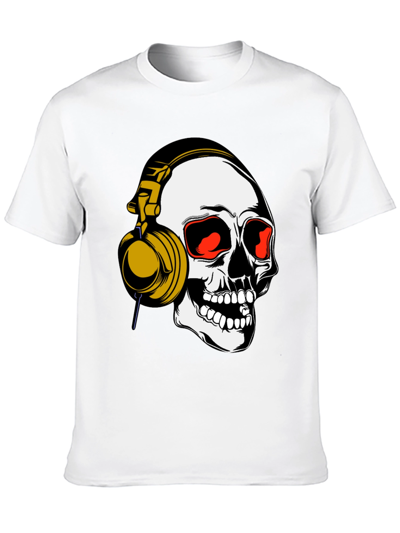 Skull Headphones Graphic Tee - Black Cotton Blend
