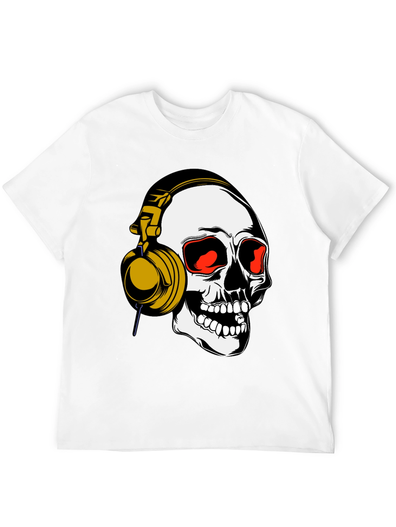 Skull Headphones Graphic Tee - Black Cotton Blend