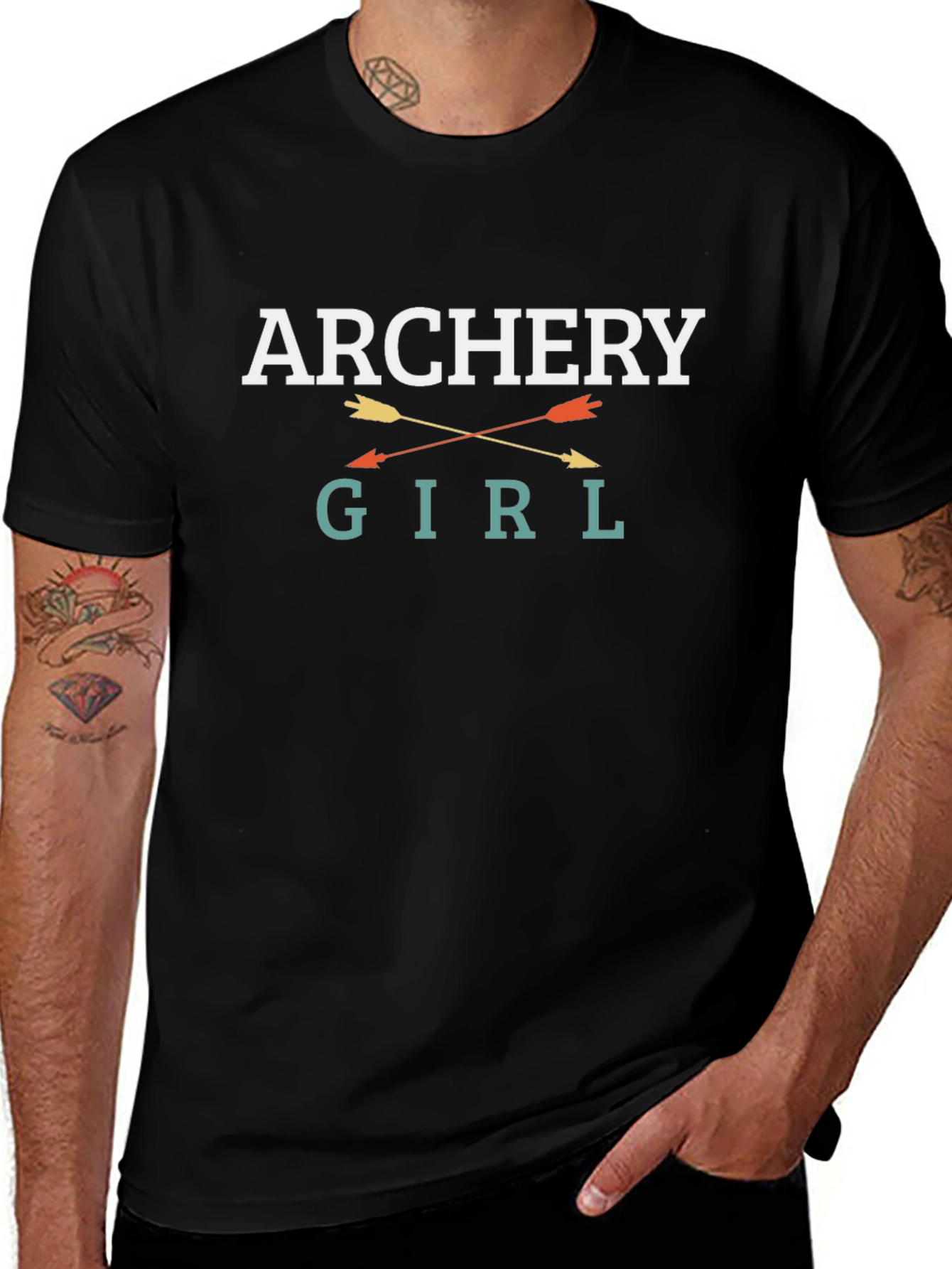 Archery Girl Graphic Tee - Black Cotton T-Shirt