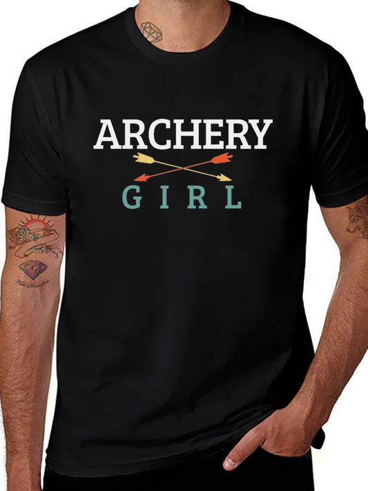 Archery Girl Graphic Tee - Black Cotton T-Shirt