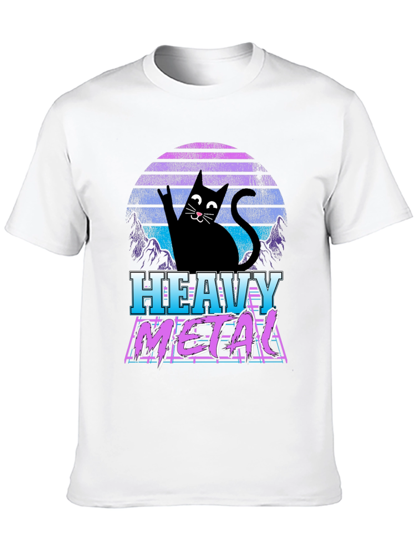 Heavy Metal Cat Graphic T-Shirt