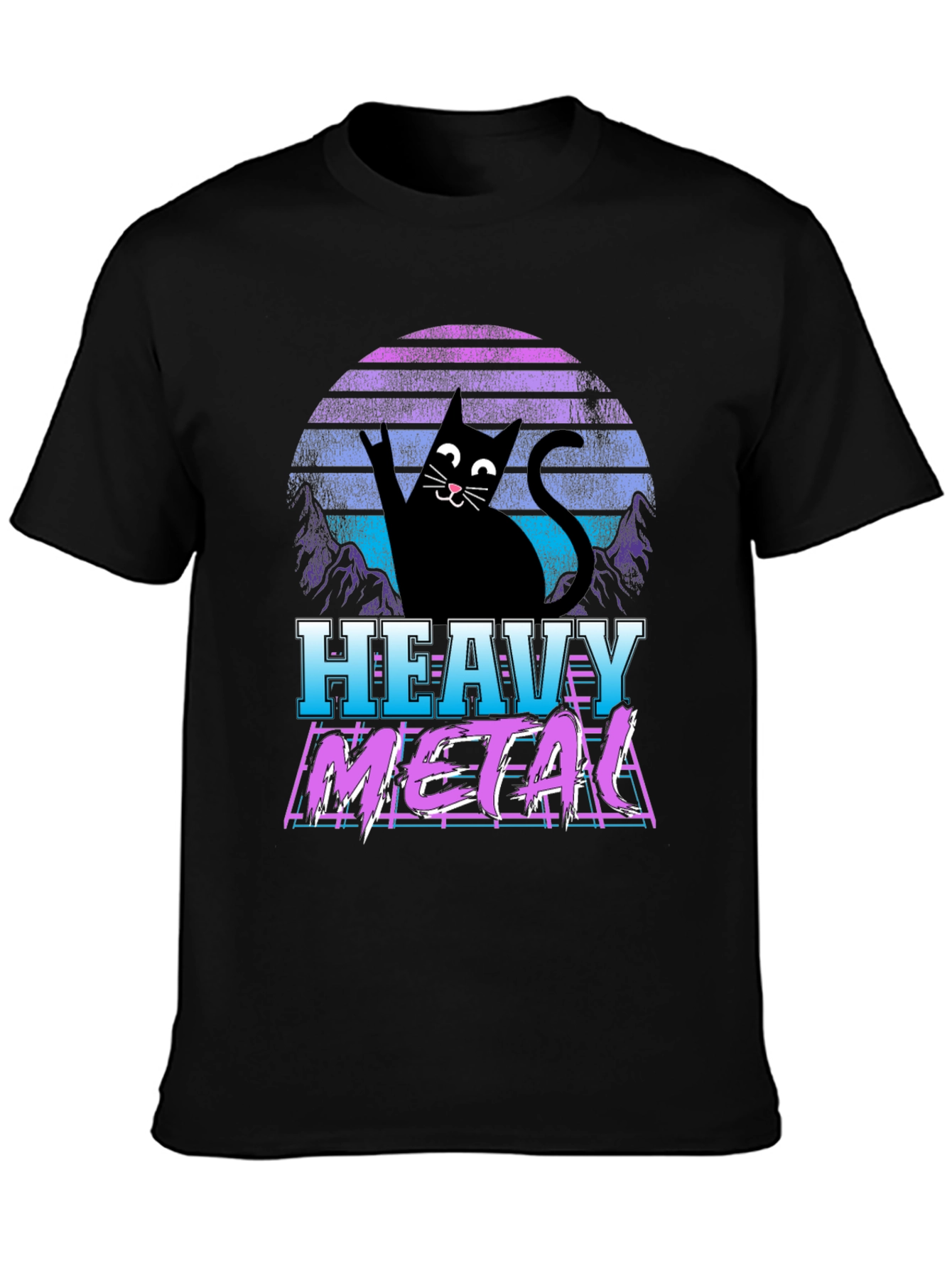 Heavy Metal Cat Graphic T-Shirt