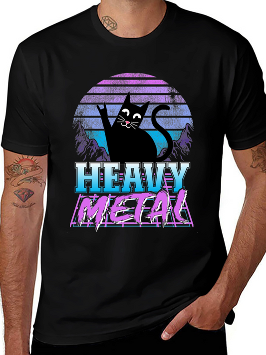 Heavy Metal Cat Graphic T-Shirt