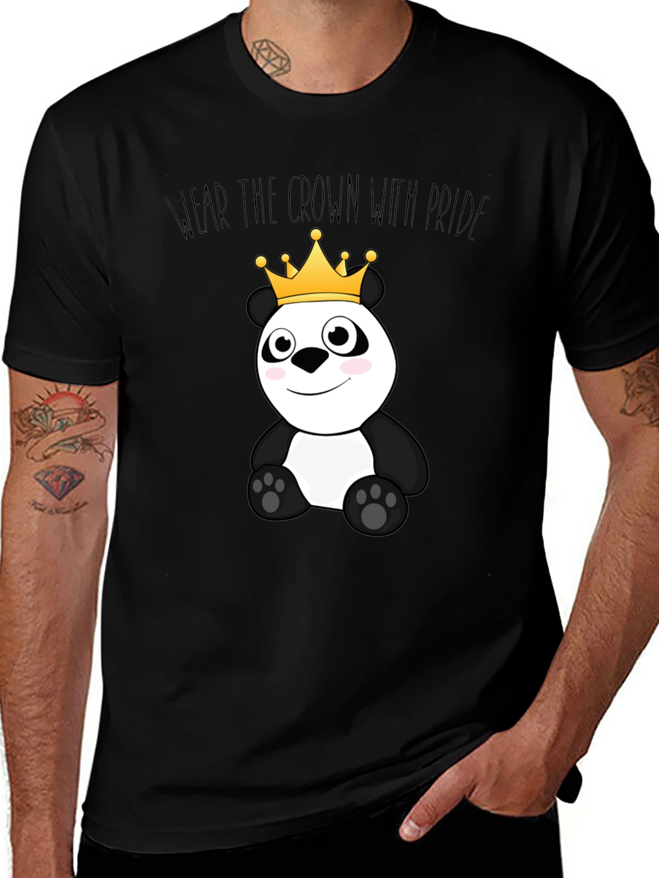 Cute Panda Bear Crown Graphic T-Shirt