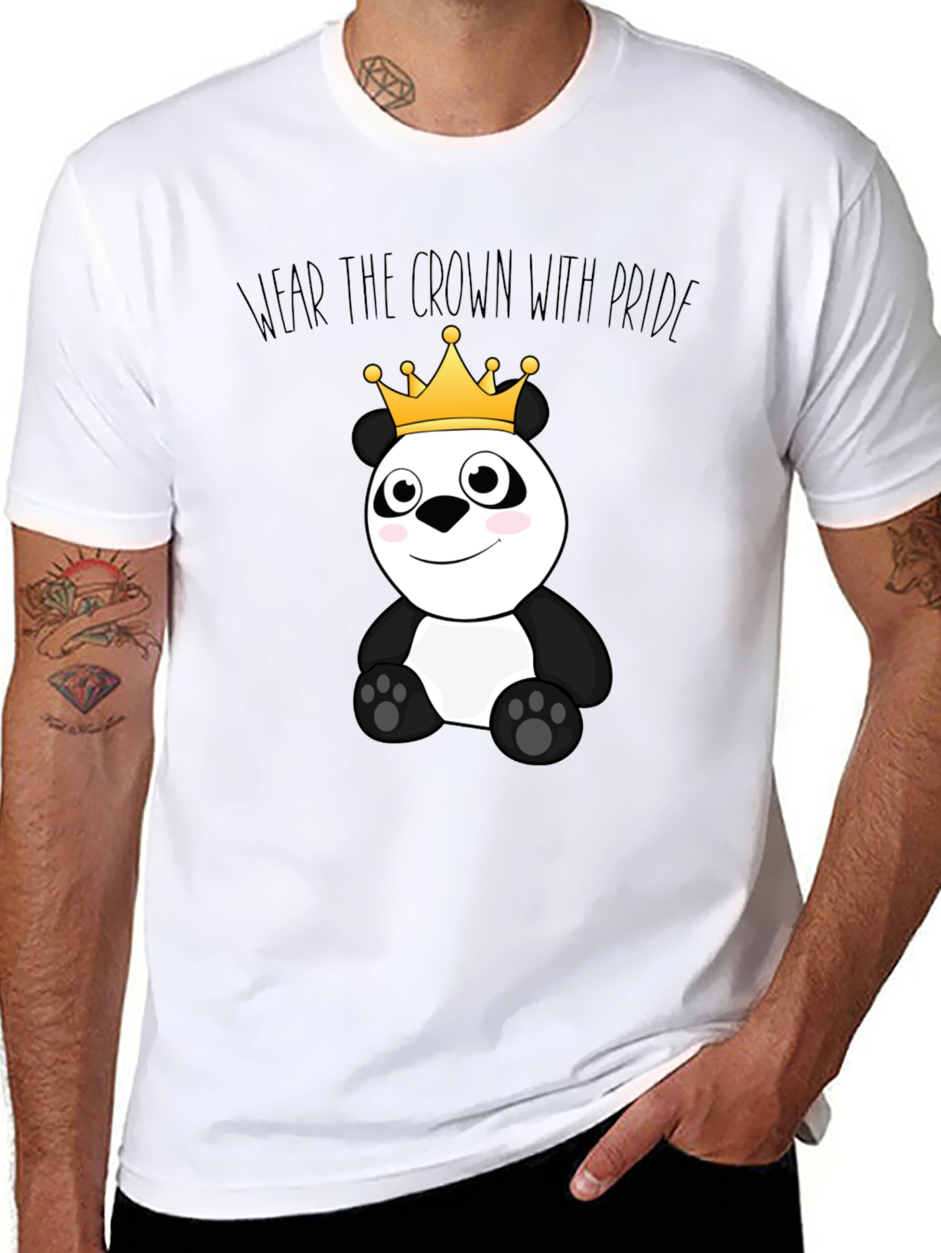 Cute Panda Bear Crown Graphic T-Shirt