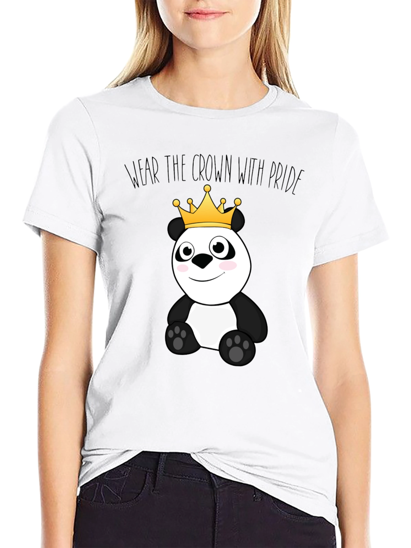 Cute Panda Bear Crown Graphic T-Shirt