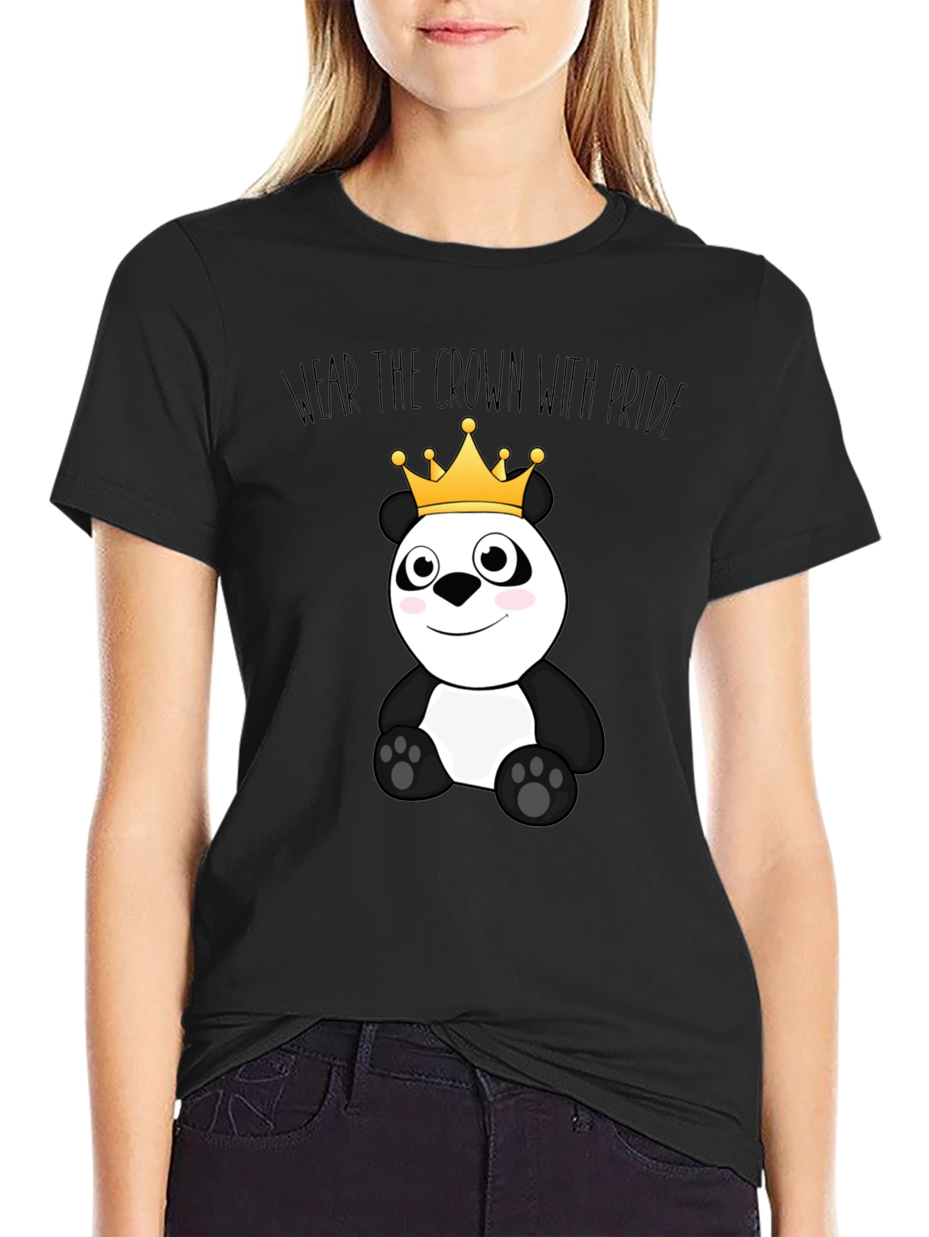 Cute Panda Bear Crown Graphic T-Shirt