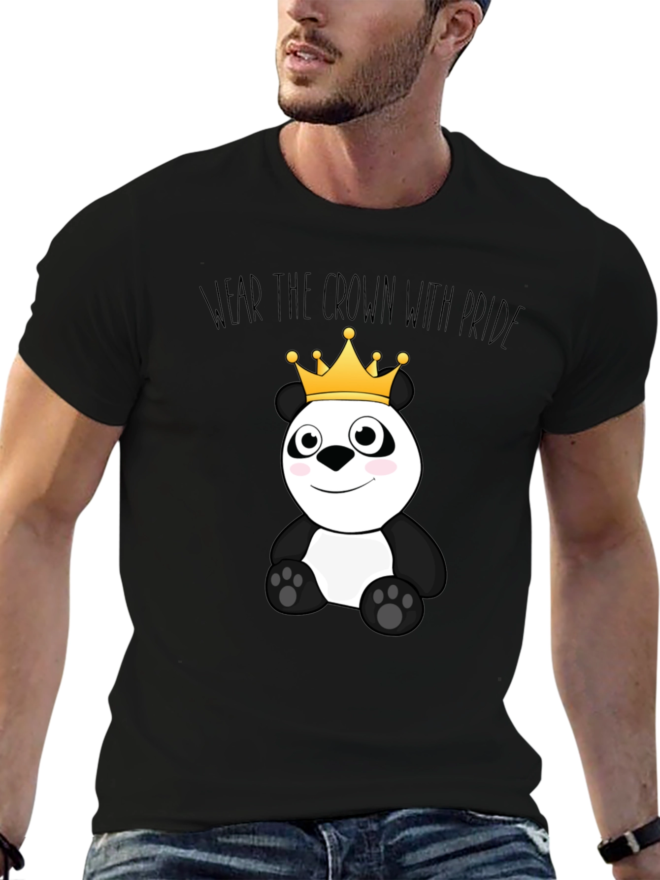Cute Panda Bear Crown Graphic T-Shirt