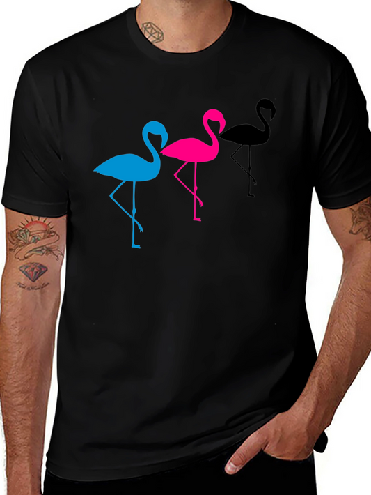 Flamingo Trio Graphic Tee - Black Unisex T-Shirt