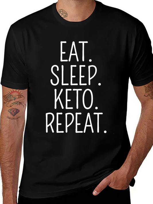 Eat Sleep Keto Repeat Black Graphic T-Shirt