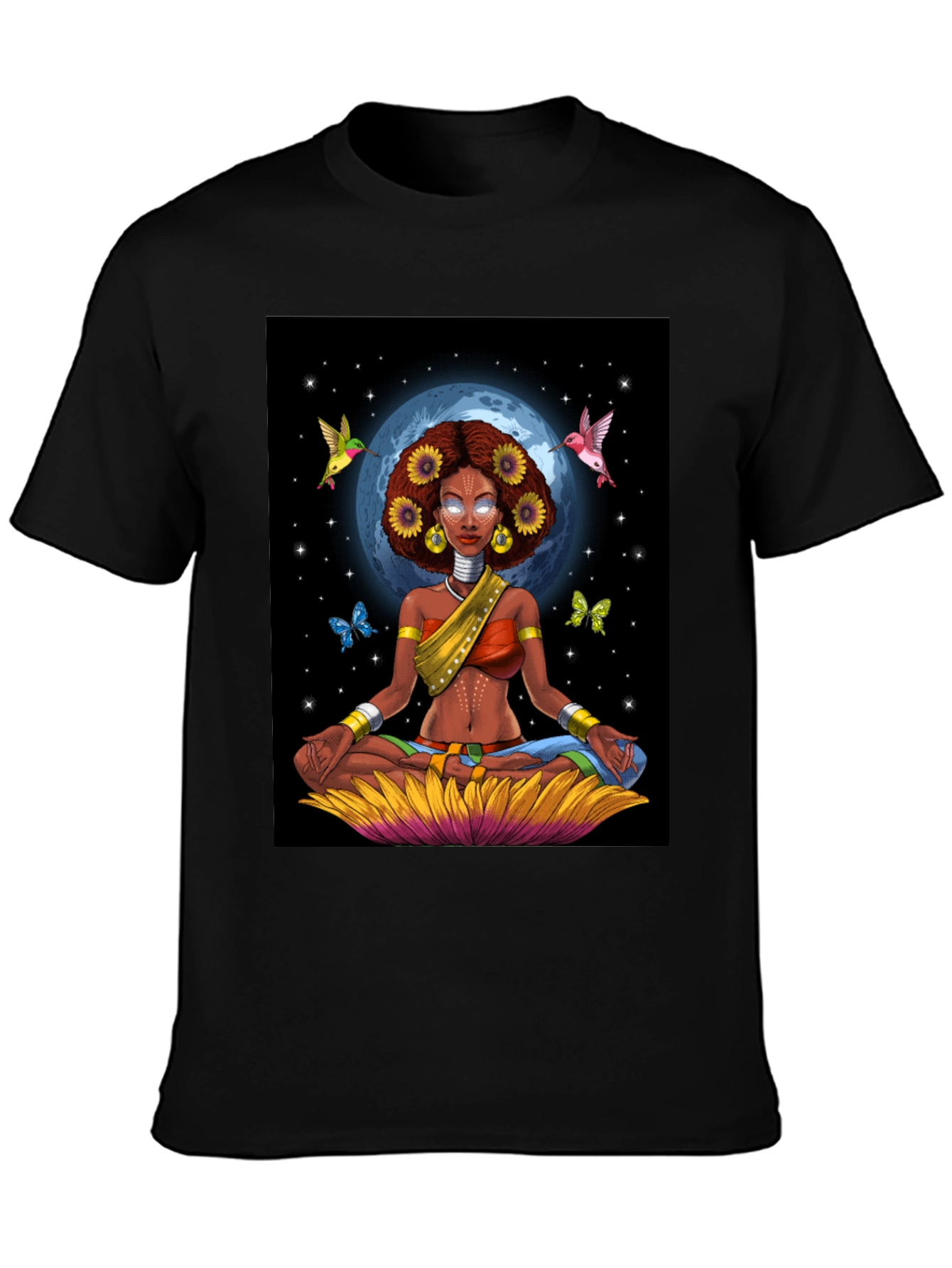 Meditating Woman Graphic Tee - Celestial Zen Style